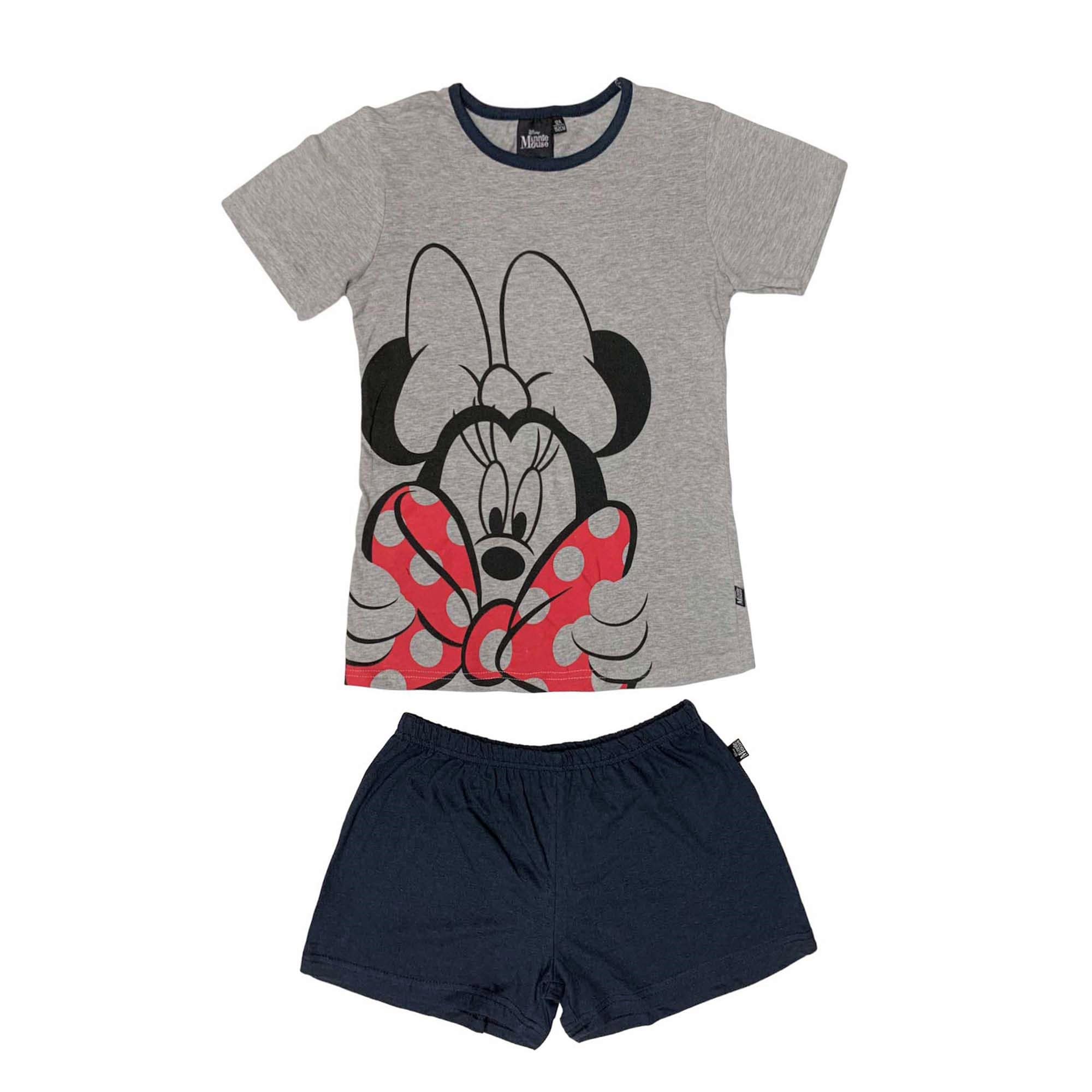 Pigiama corto bambina Disney Minnie Mouse completo t-shirt e shorts cotone 3986