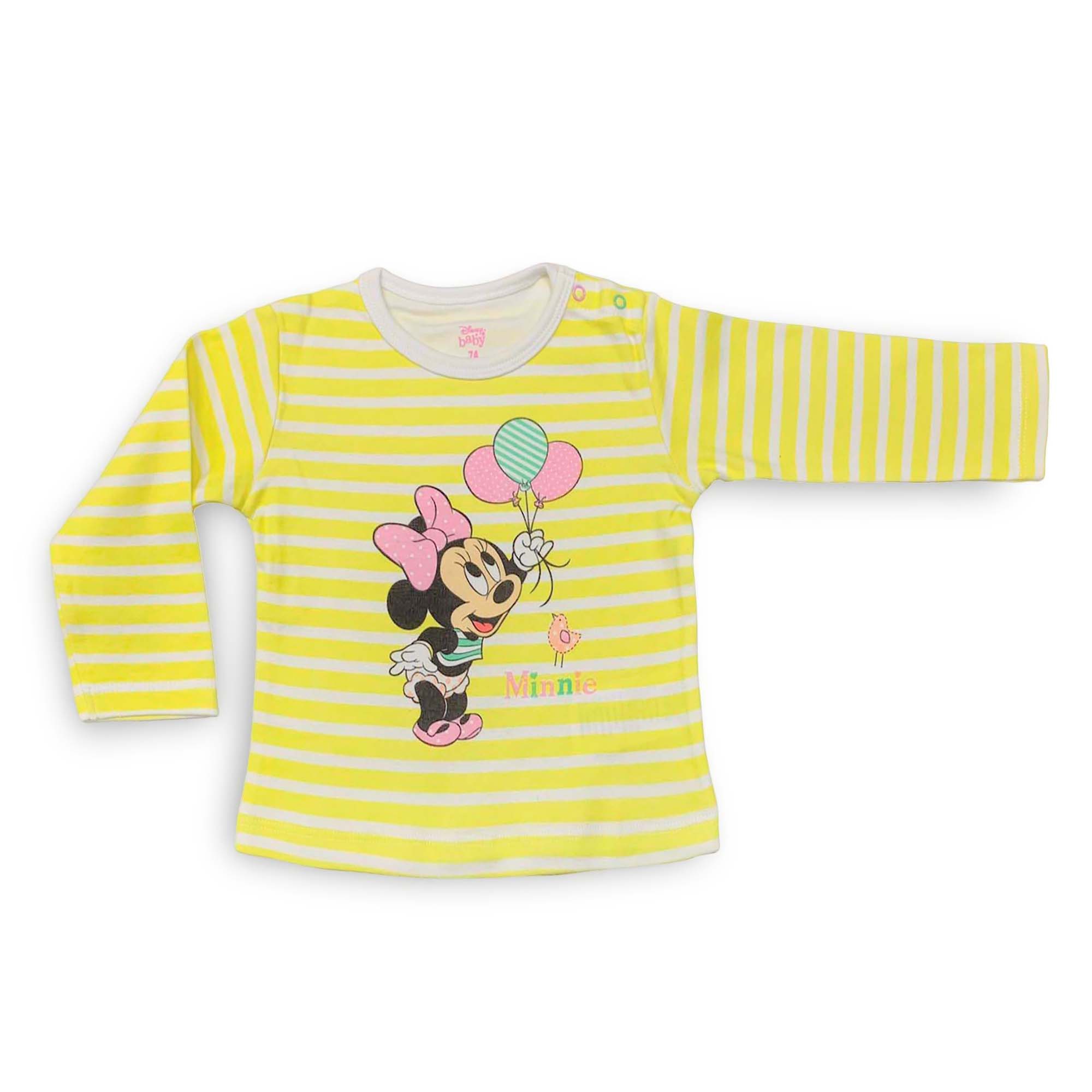 Maglietta neonato Disney Minnie Mouse in cotone bimba maniche lunghe 4003