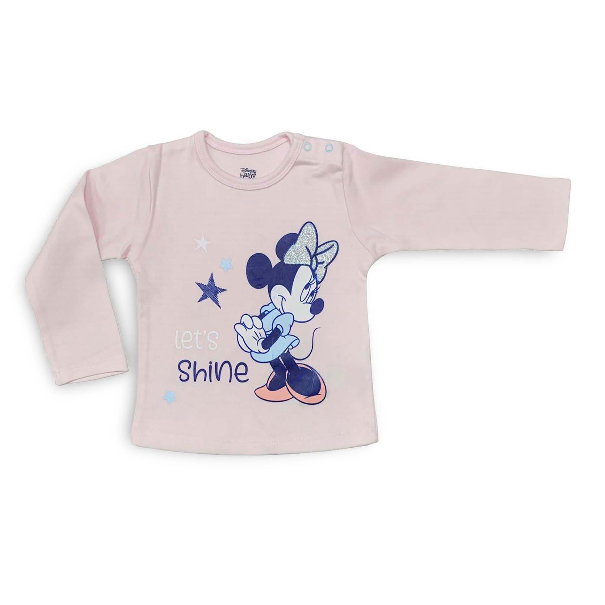 Maglietta neonato Disney Minnie Mouse in caldo cotone bimba maniche lunghe 4004
