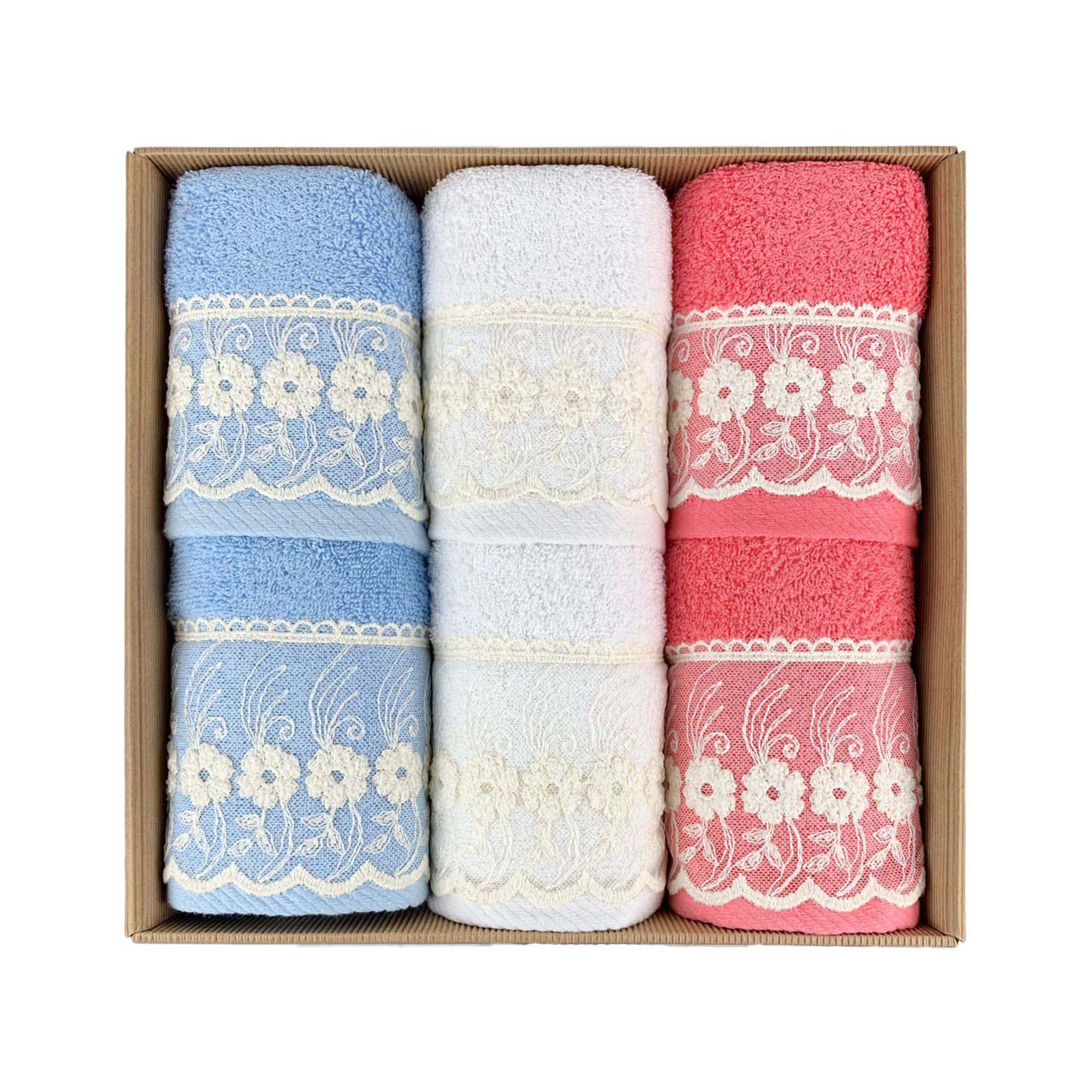 Set asciugamani da bagno 3+3 spugna viso e ospite Creazioni Ferlen 4032