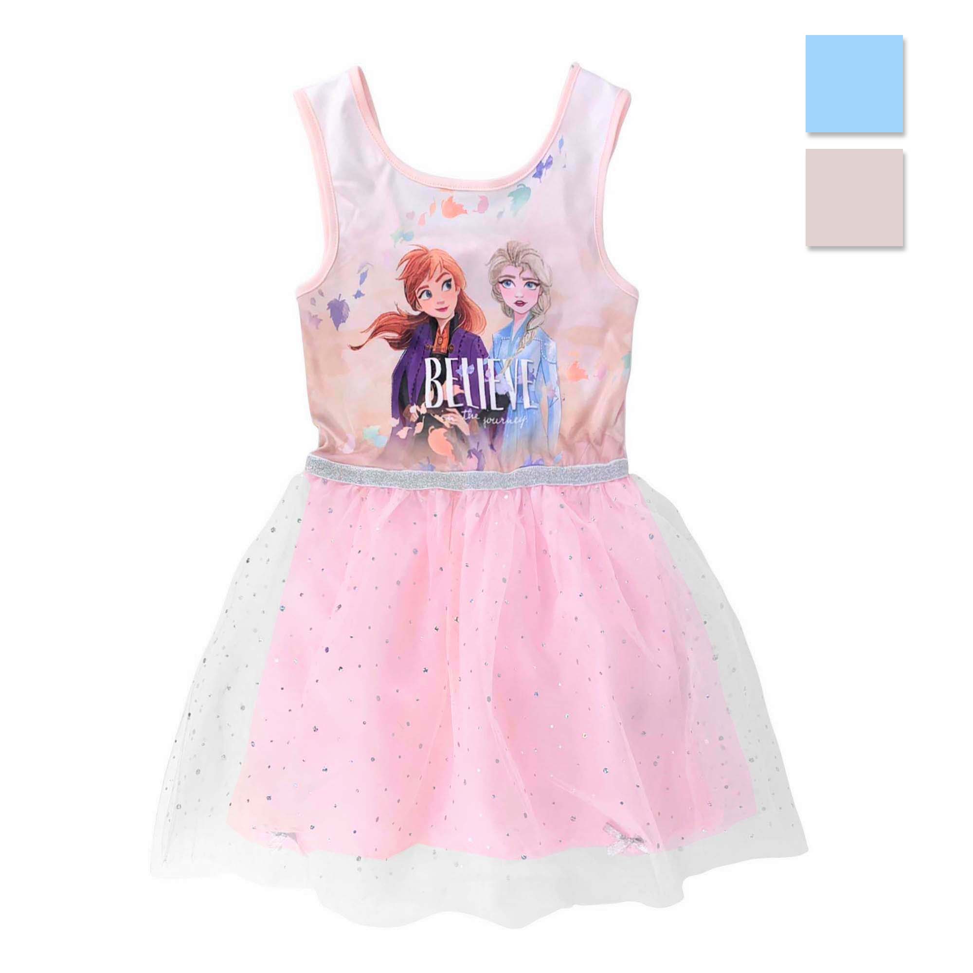 Abito bambina Disney Frozen vestitino stampato con gonna tulle brillantini 4064