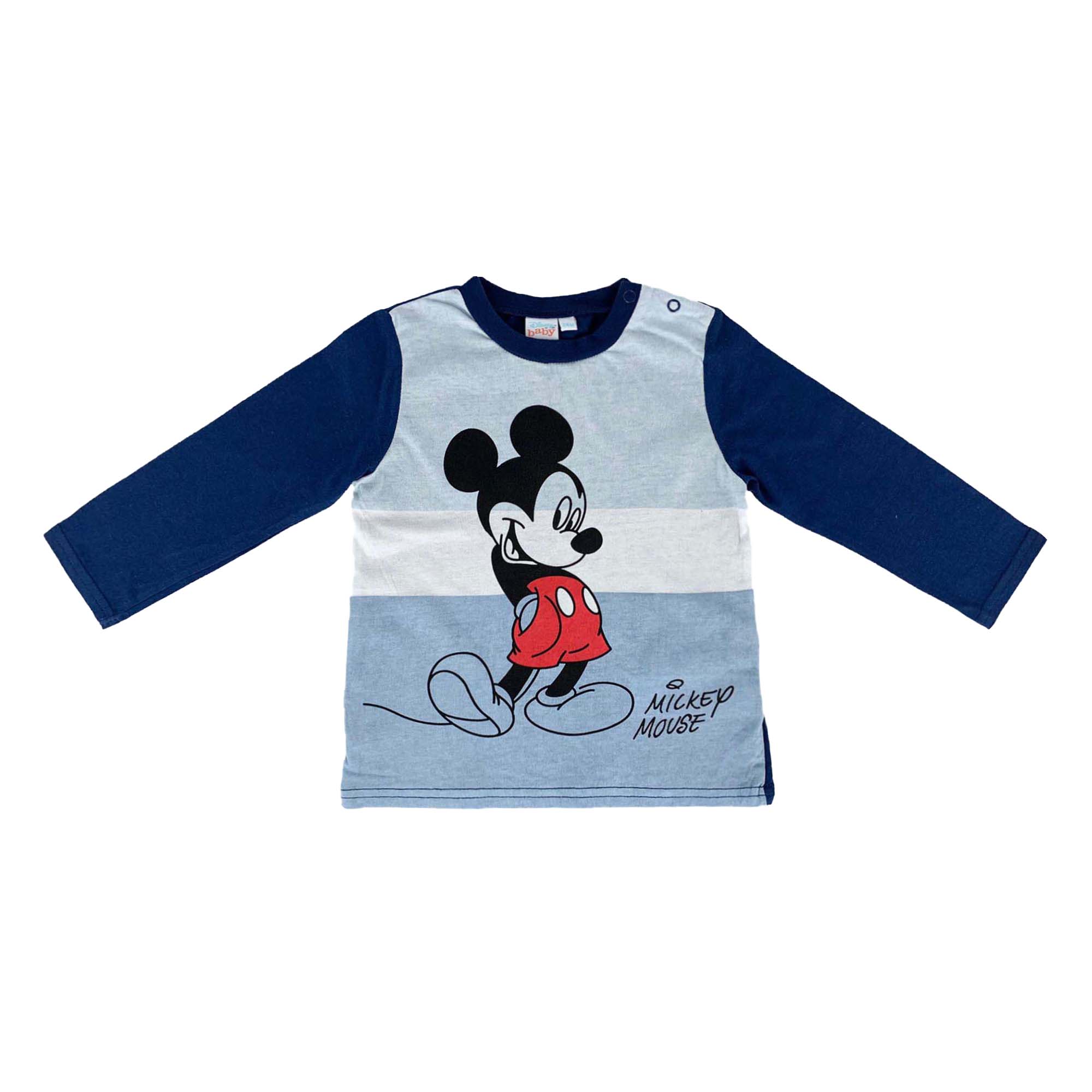 Maglietta neonato Disney Mickey Mouse in cotone bimbo maniche lunghe 4065