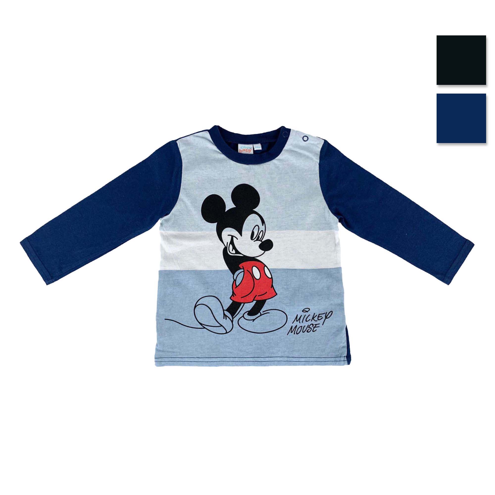 Maglietta neonato Disney Mickey Mouse in cotone bimbo maniche lunghe 4065