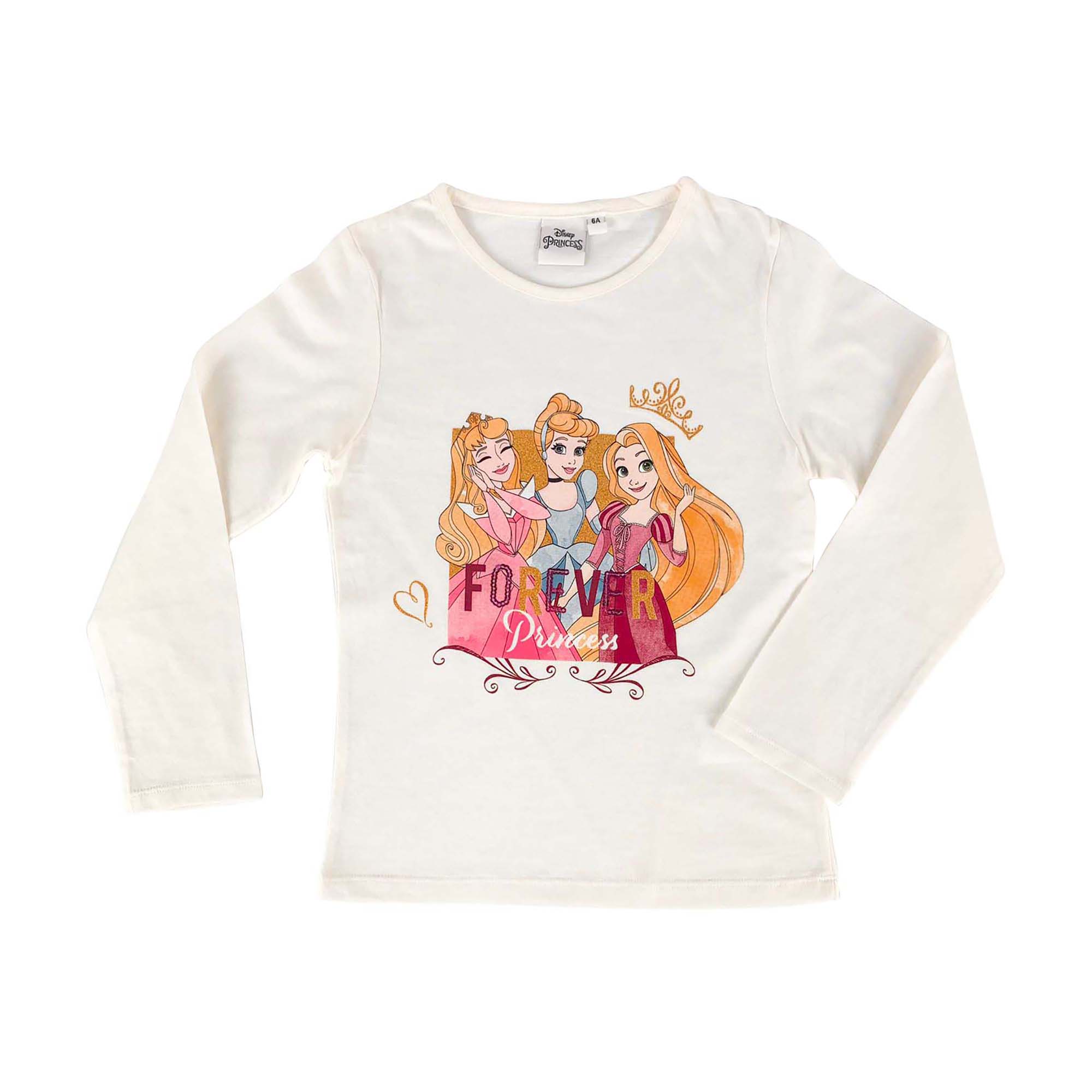 Maglia Disney Principesse maglietta maniche lunghe in cotone bambina 4069