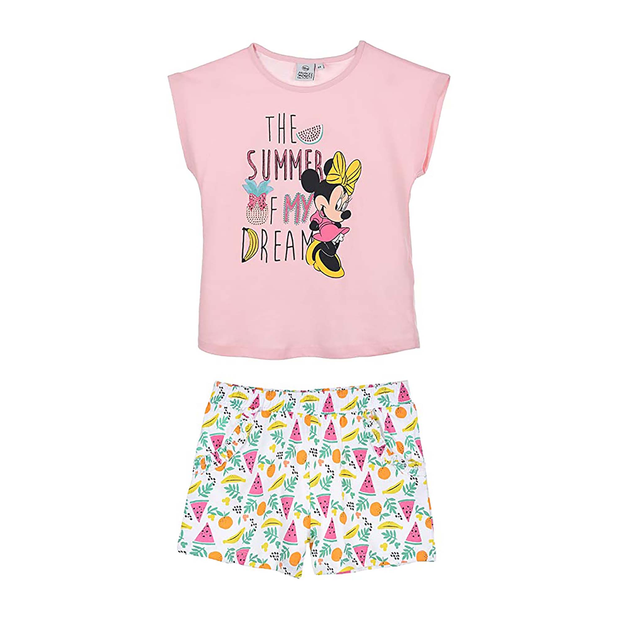 Pigiama bambina Disney Minnie completo t-shirt e pantaloncino estivo cotone 4070
