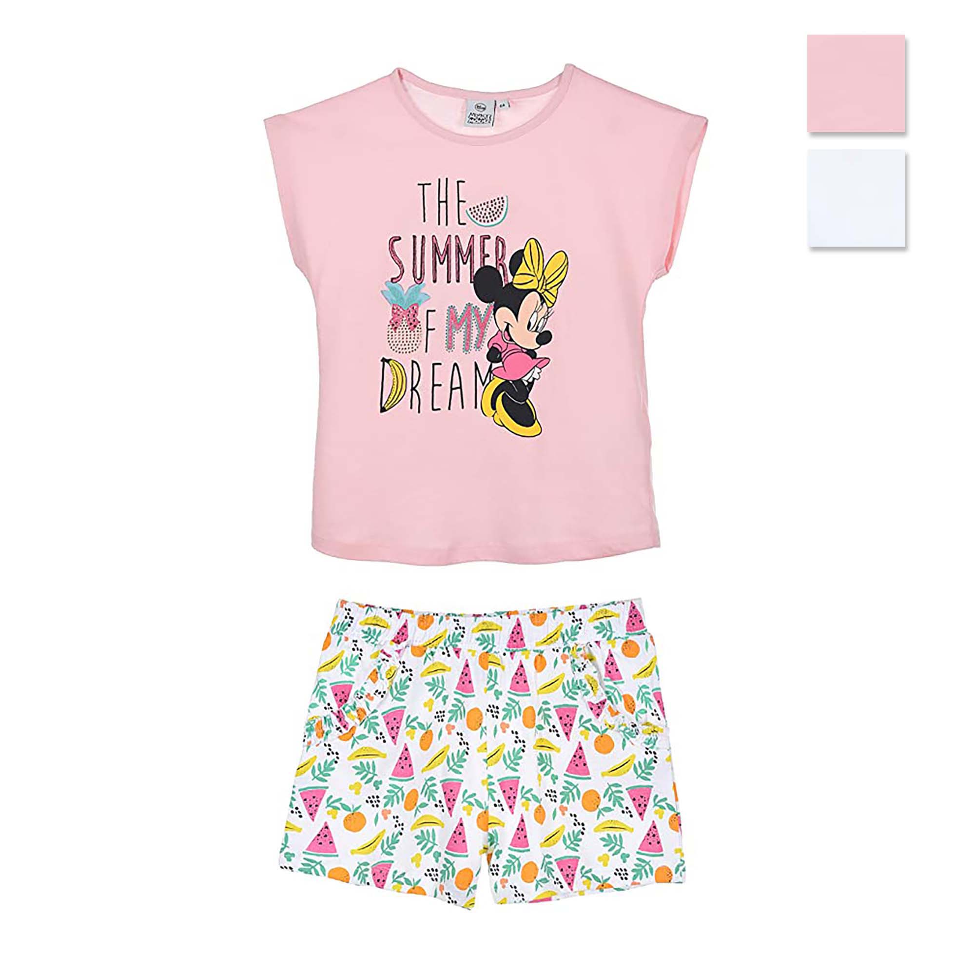 Pigiama bambina Disney Minnie completo t-shirt e pantaloncino estivo cotone 4070