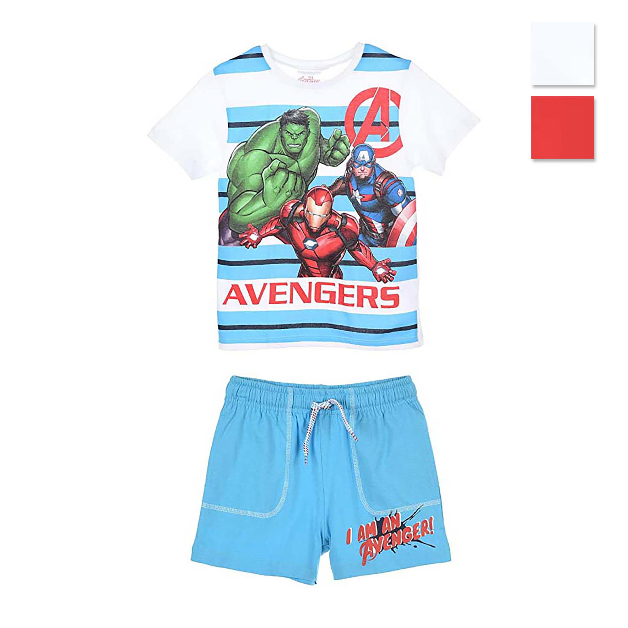 Pigiama bambino Marvel Avengers t-shirt e pantaloncino in cotone stampato 4071