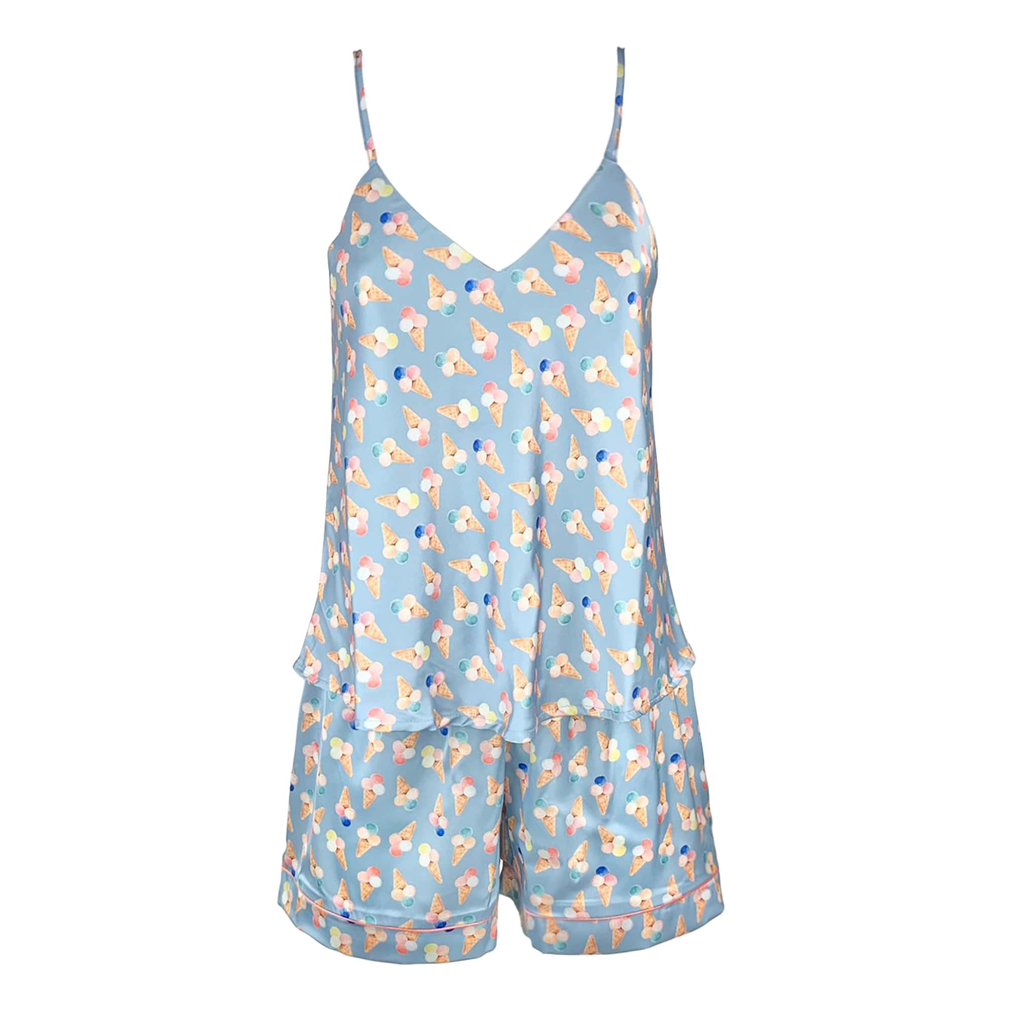 Pigiama corto donna in raso Maestri Cotonieri estivo shorts e canotta top 4146