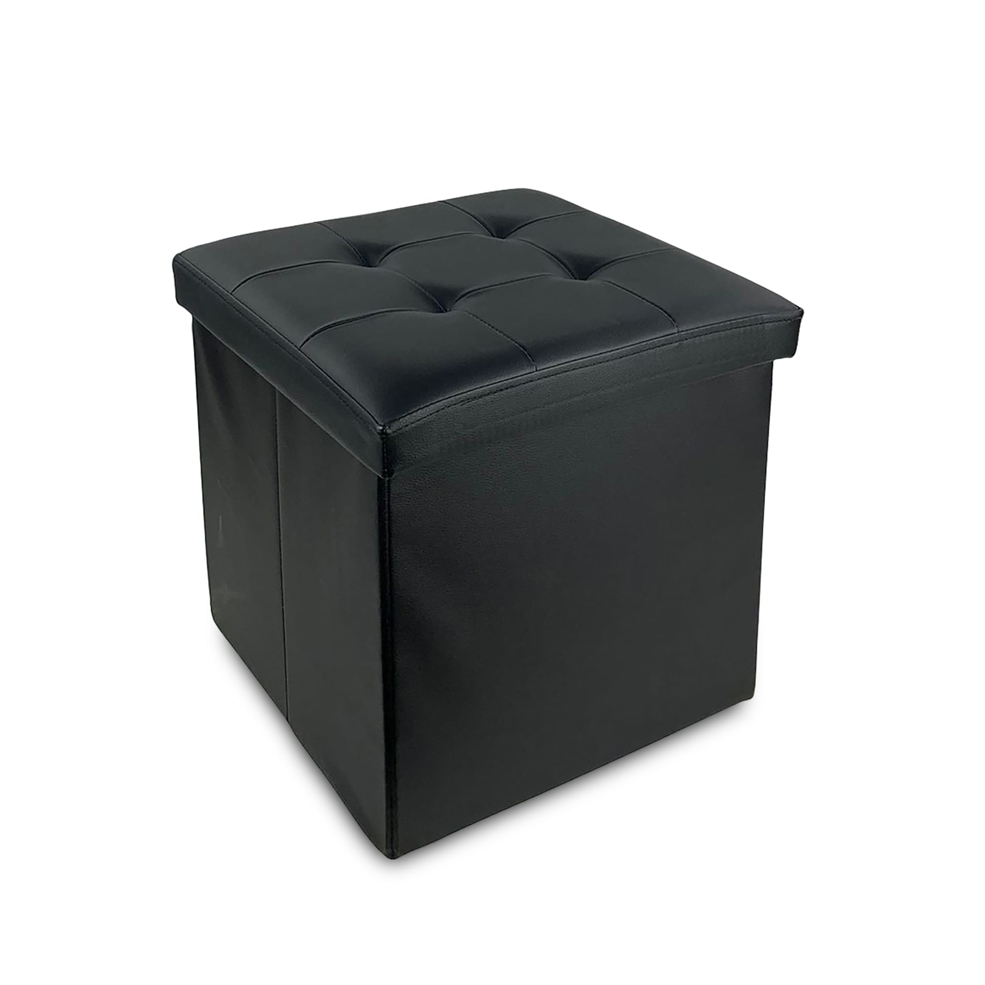 Pouf contenitore panca baule ecopelle sgabello arredo salotto 38x38x38cm 4165