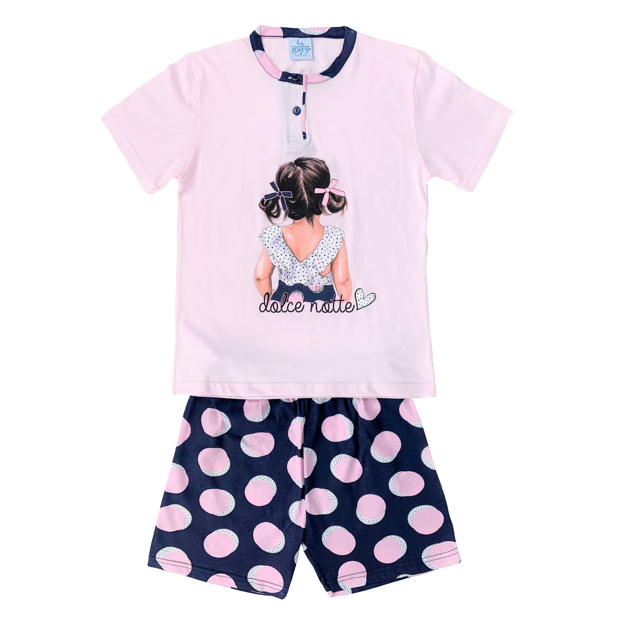 Pigiama bambina mezze maniche Gary primavera estate 2 pezzi in cotone 4172