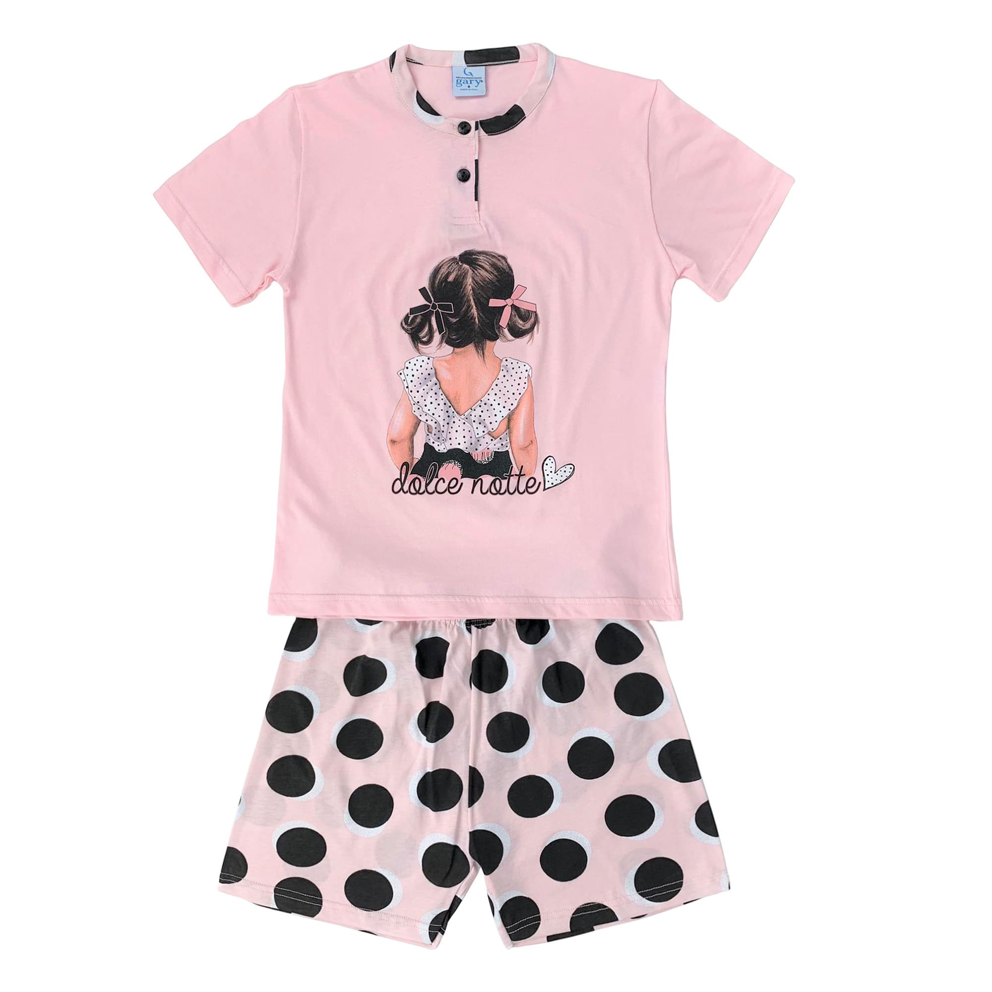 Pigiama bambina mezze maniche Gary primavera estate 2 pezzi in cotone 4172