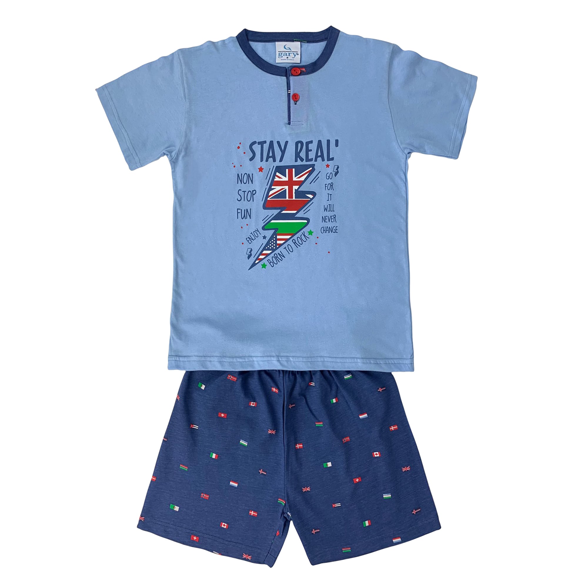 Pigiama bambino mezze maniche Gary primavera estate 2 pezzi in cotone 4173