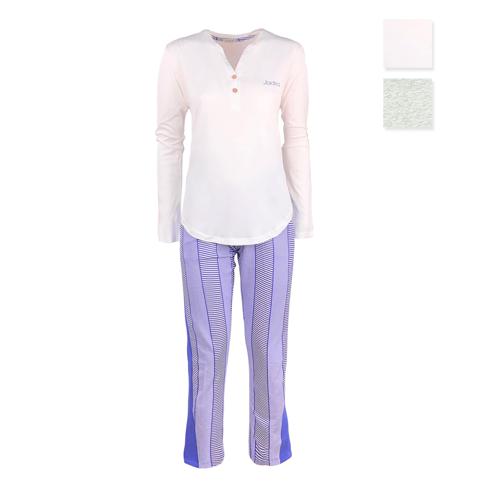 Pigiama lungo donna primaverile Jadea pantalone maglia maniche lunghe 4180