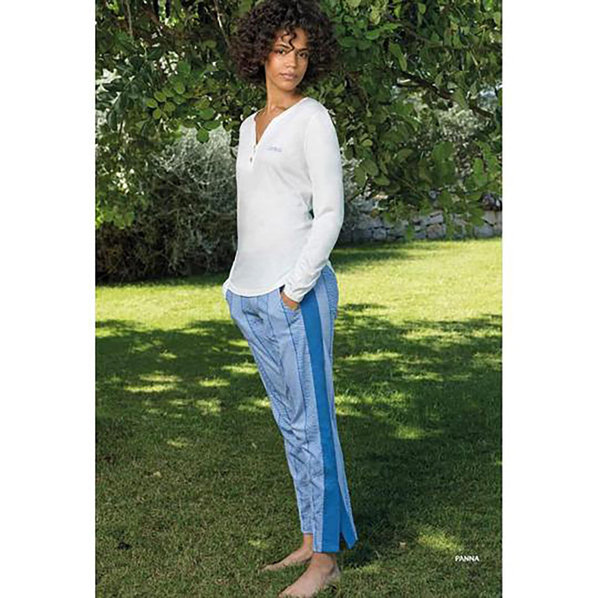 Pigiama lungo donna primaverile Jadea pantalone maglia maniche lunghe 4180