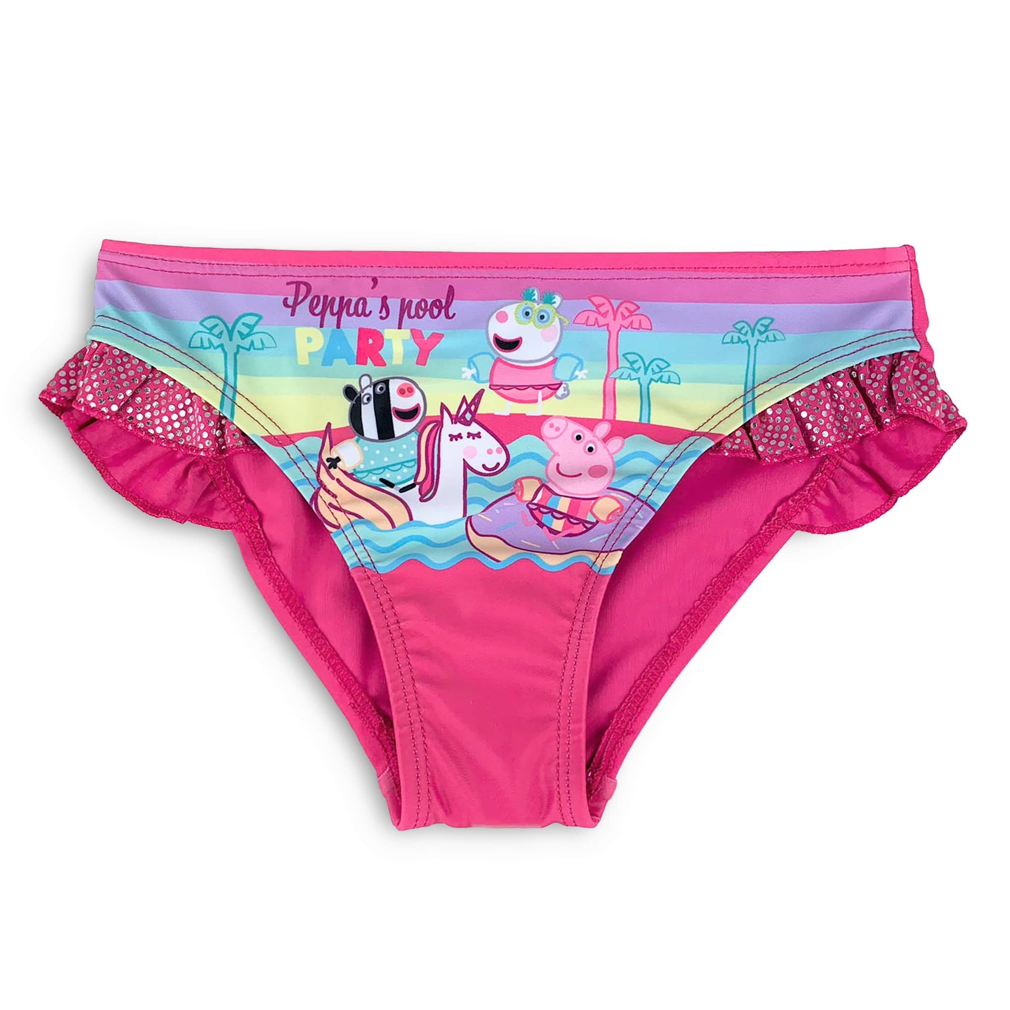 Costume da mare Peppa Pig ufficiale per bambina slip con volant piscina 4205