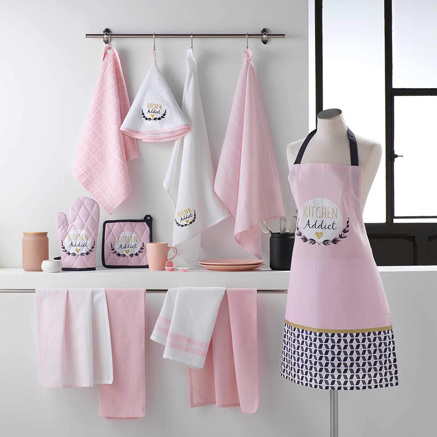 Set strofinacci da cucina Douceur d'intérieur canovacci 2 pezzi 100% cotone 4229