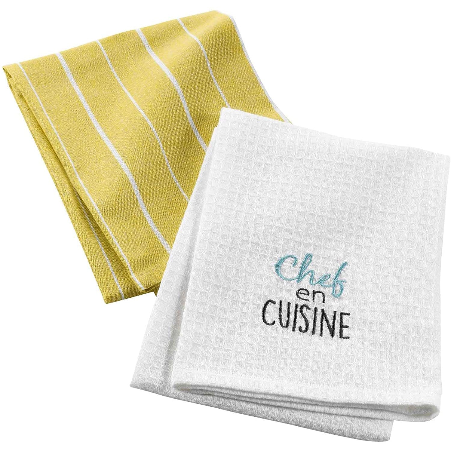 Set strofinacci da cucina Douceur d'intérieur canovacci 2 pezzi 100% cotone 4230