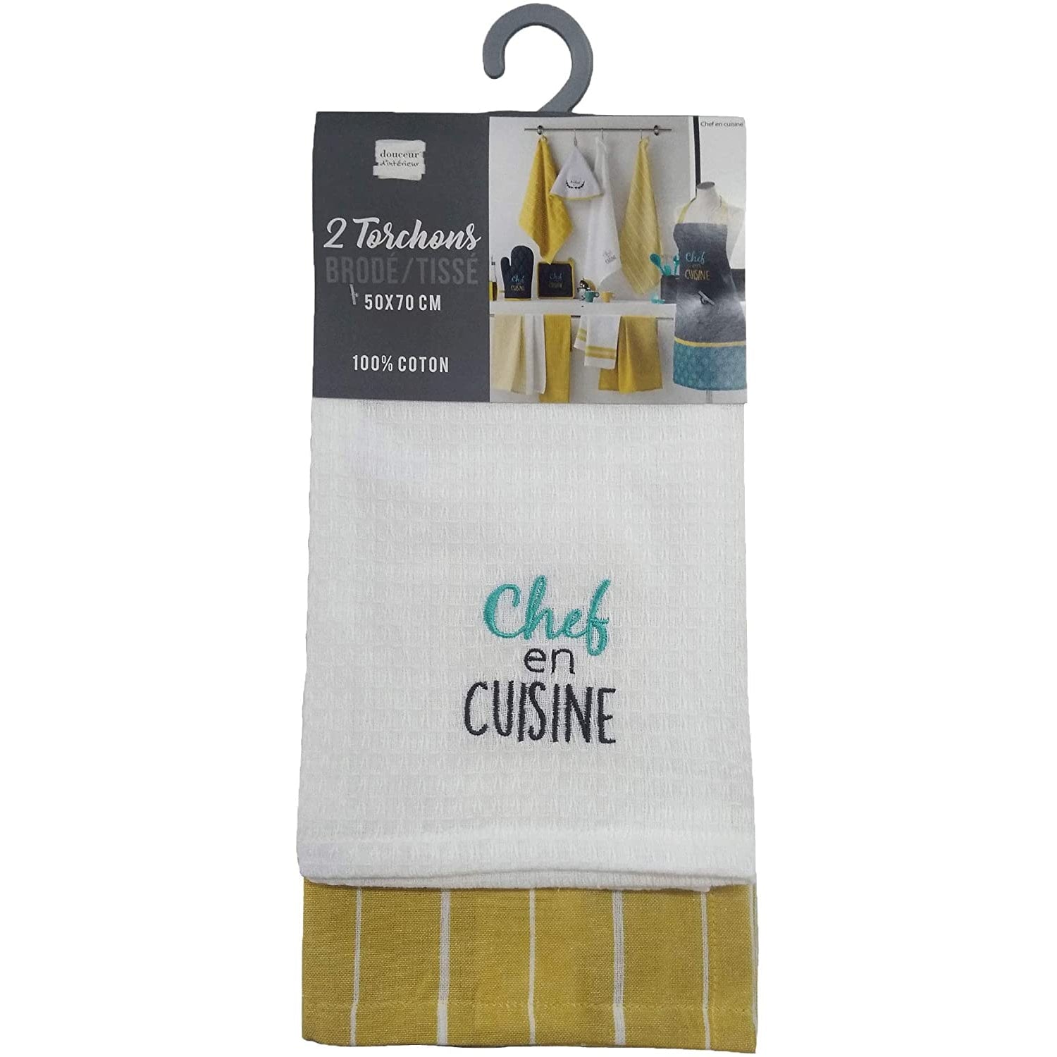 Set strofinacci da cucina Douceur d'intérieur canovacci 2 pezzi 100% cotone 4230