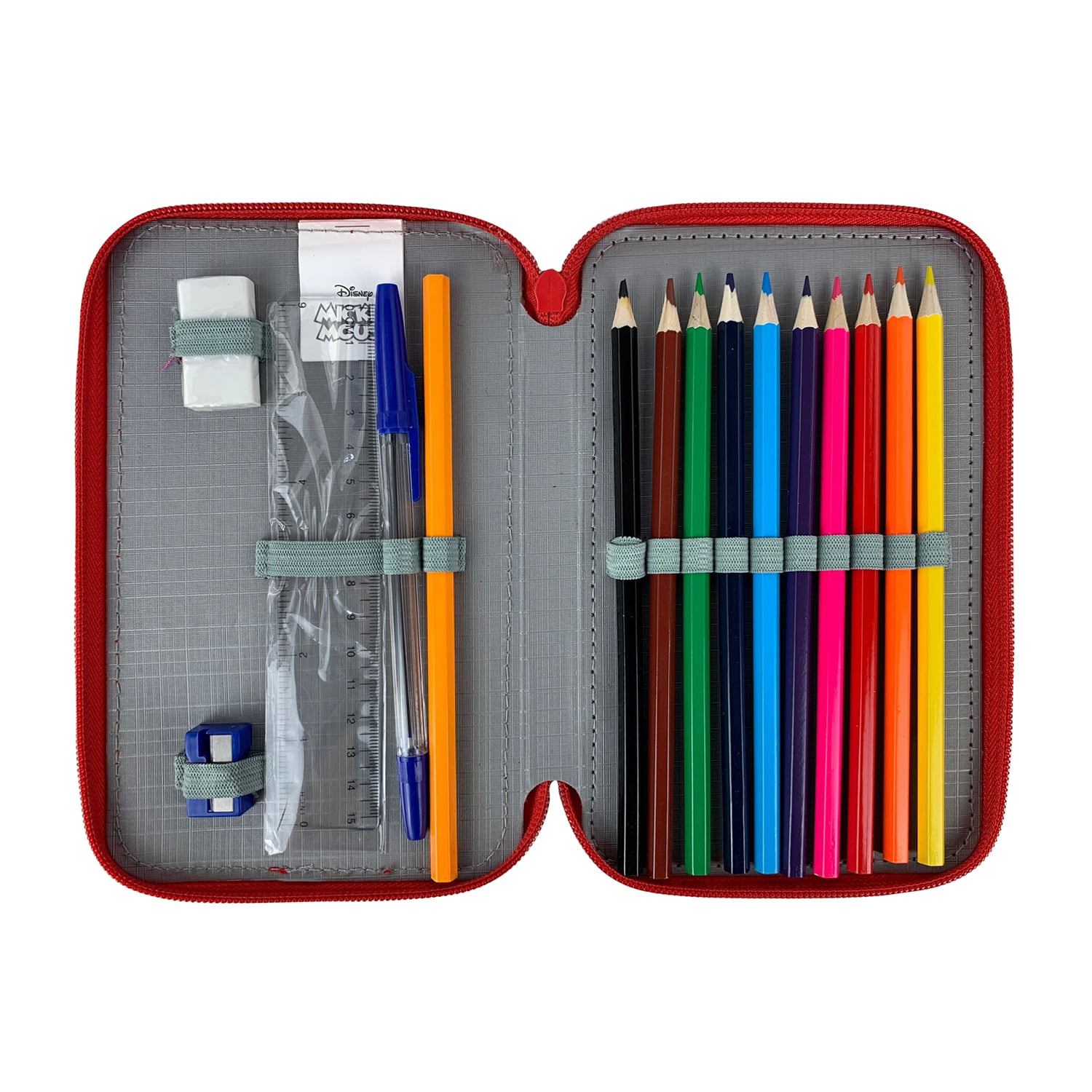 Astuccio borsello scuola Disney Mickey Mouse ufficiale colori 2 scomparti 4329