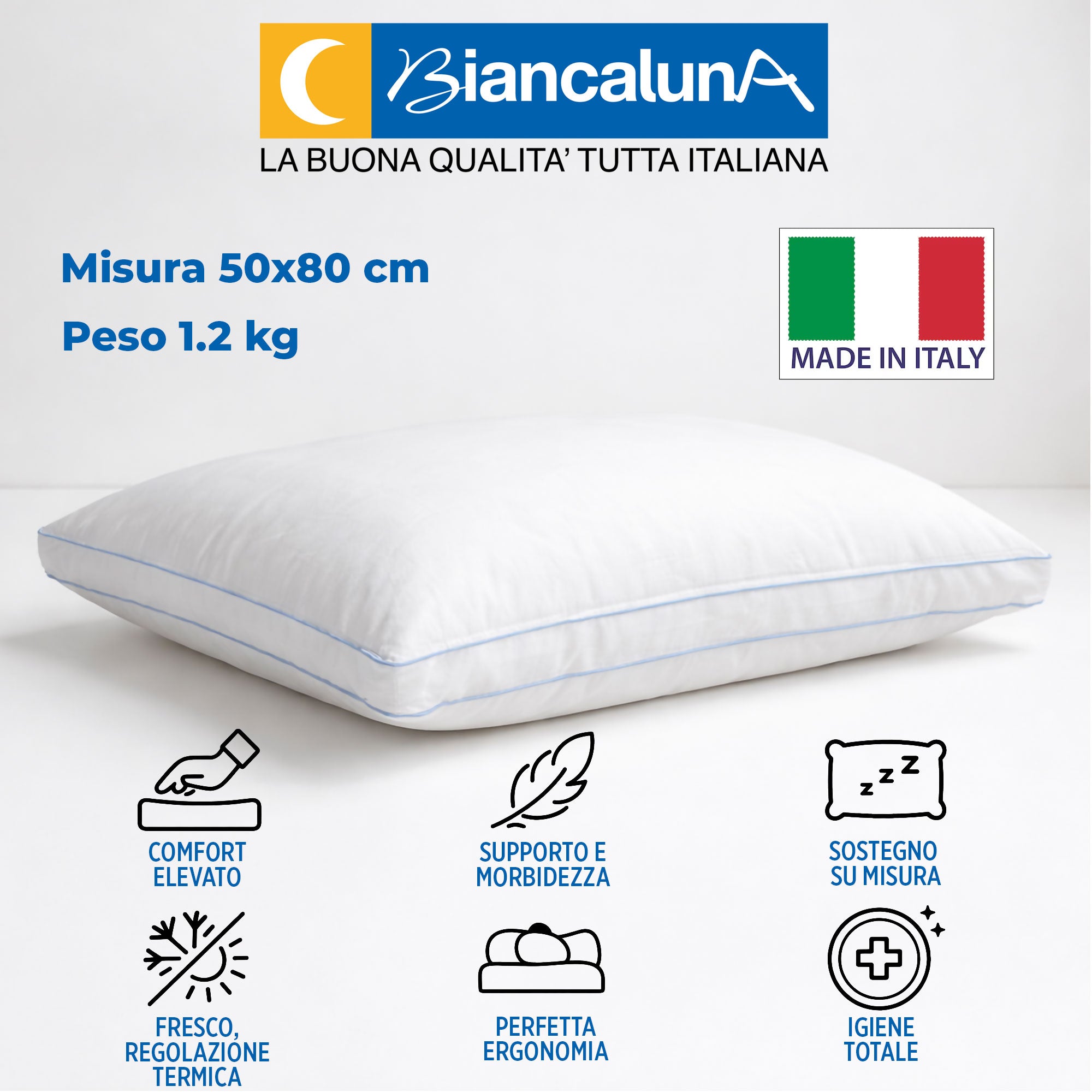 Cuscino Guanciale Vera Piuma Naturale Hoca Golden di Biancaluna 35% Piumino 4338
