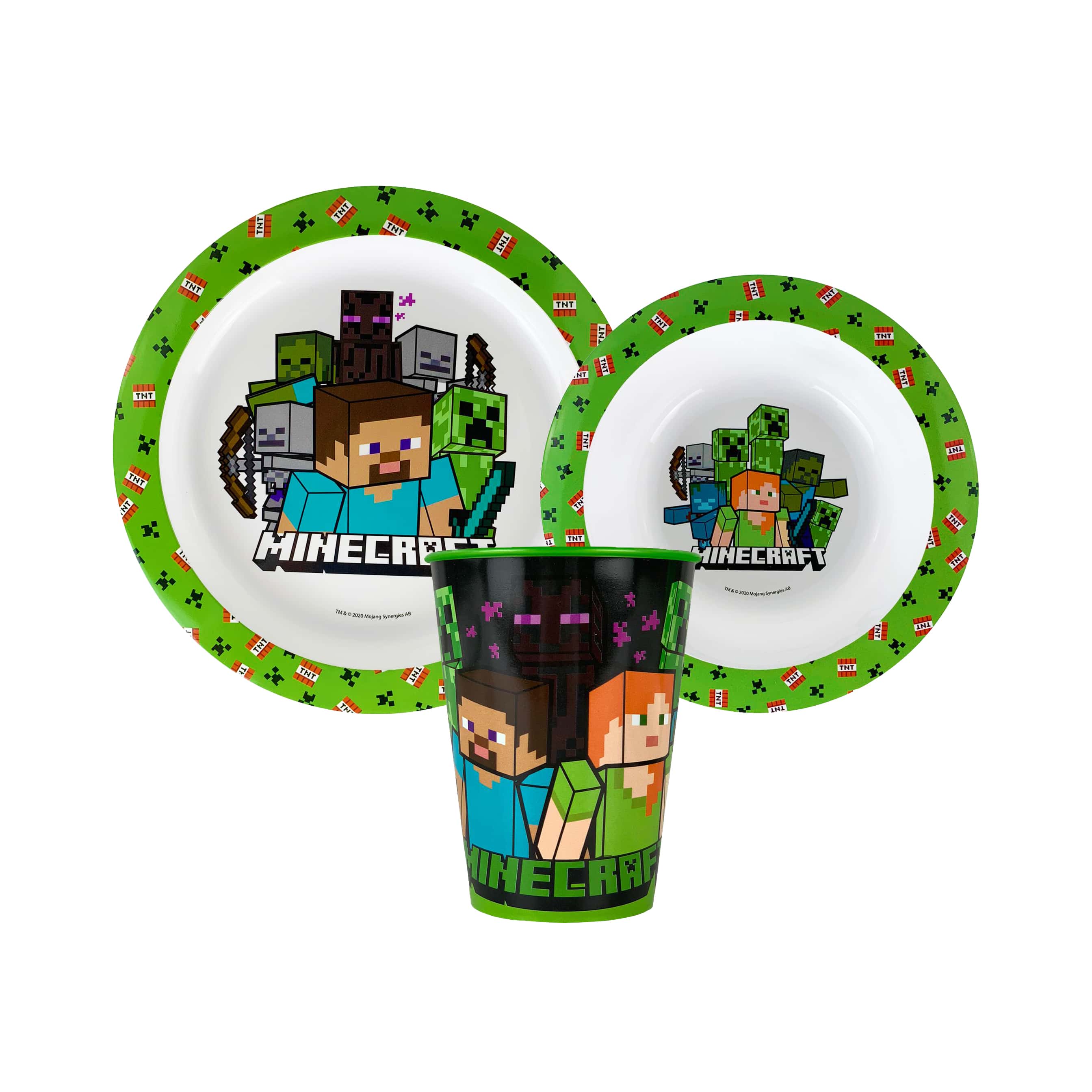 Set colazione 3 pezzi Minecraft piatto bicchiere e ciotola scuola asilo 4439