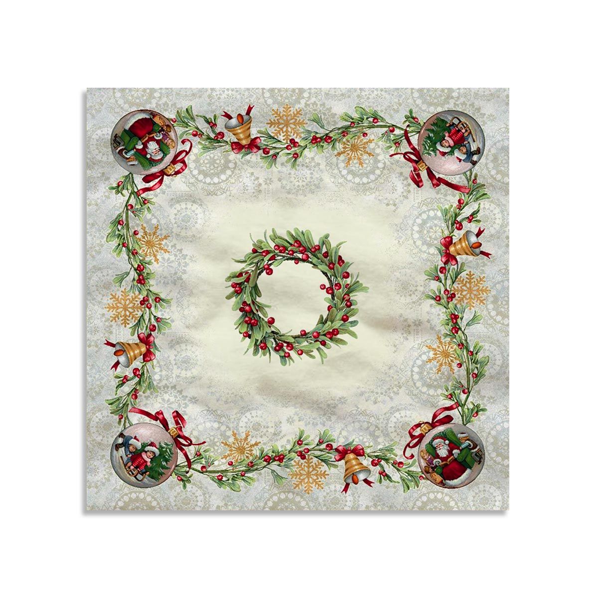 Centrotavola natalizio 100x100cm decorazioni Natale Maestri Cotonieri 4514