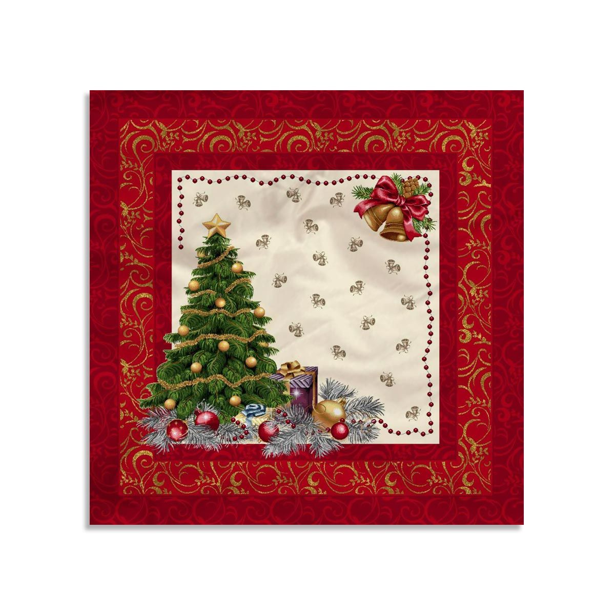 Centrotavola natalizio 100x100cm decorazioni Natale Maestri Cotonieri 4517