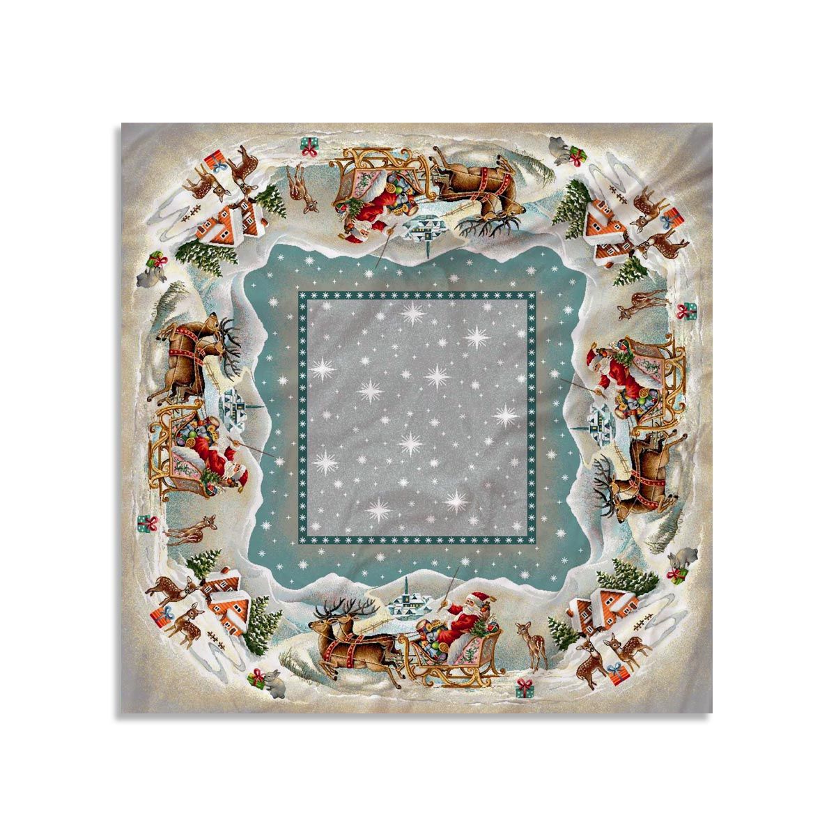 Centrotavola natalizio 100x100cm decorazioni Natale Maestri Cotonieri 4518