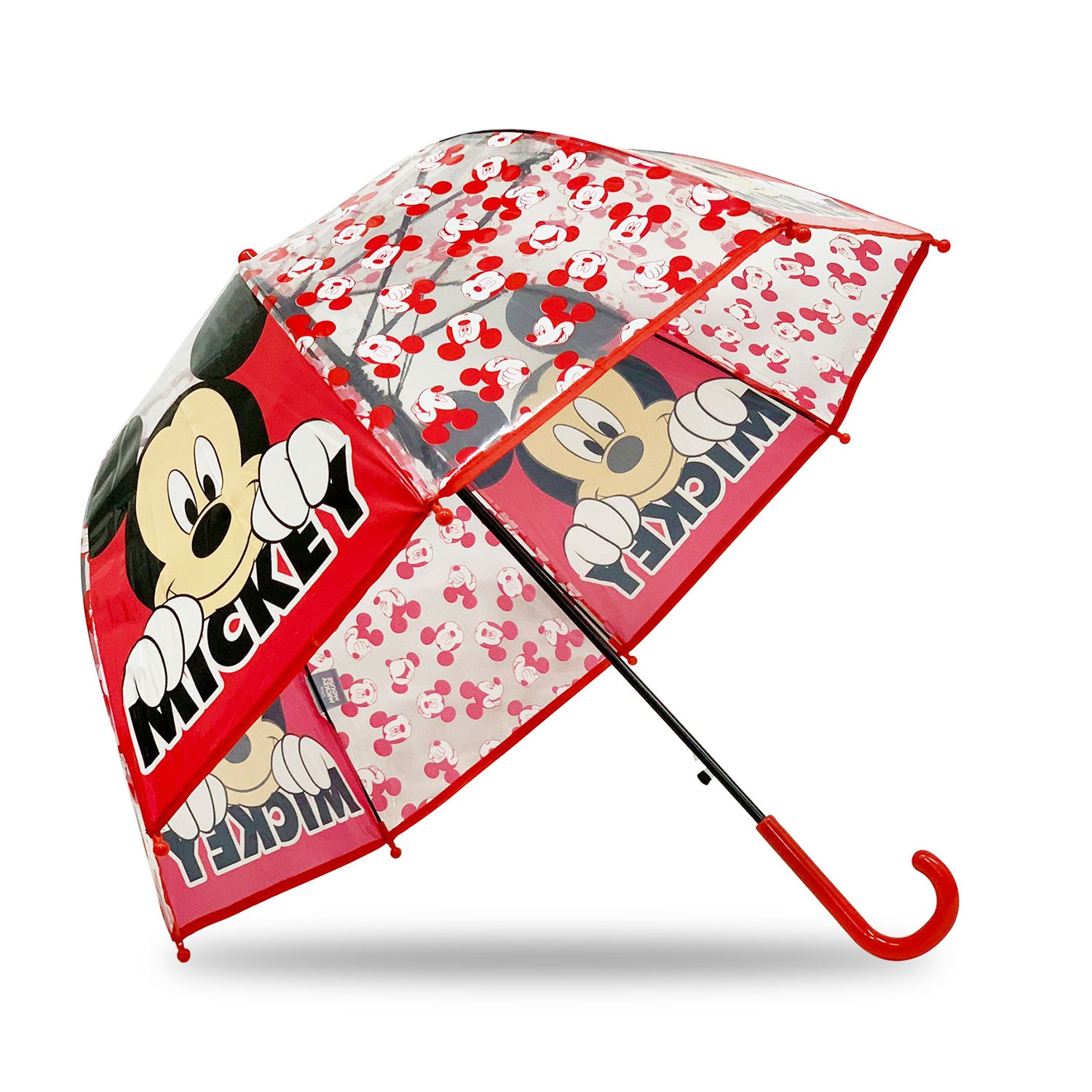 Ombrello Disney Mickey Mouse trasparente automatico bambini manico ufficial 4579