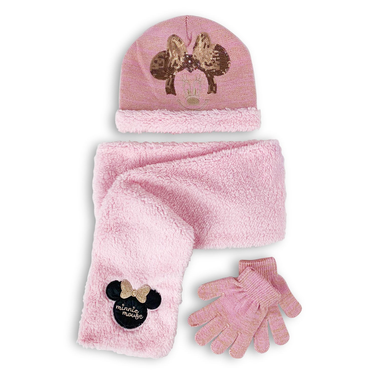 Sciarpa Cappello guanti Disney Minnie Mouse invernale pile glitter bambina 4580