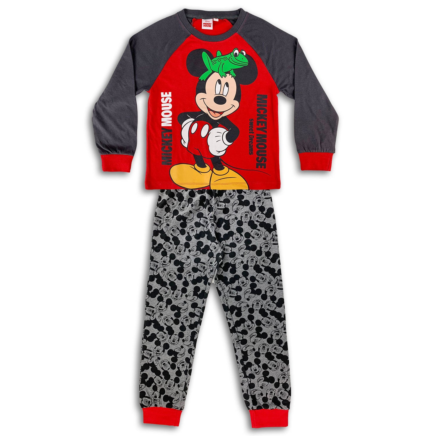 Pigiama Disney Mickey Mouse ufficiale maniche lunghe in cotone bambino 4589