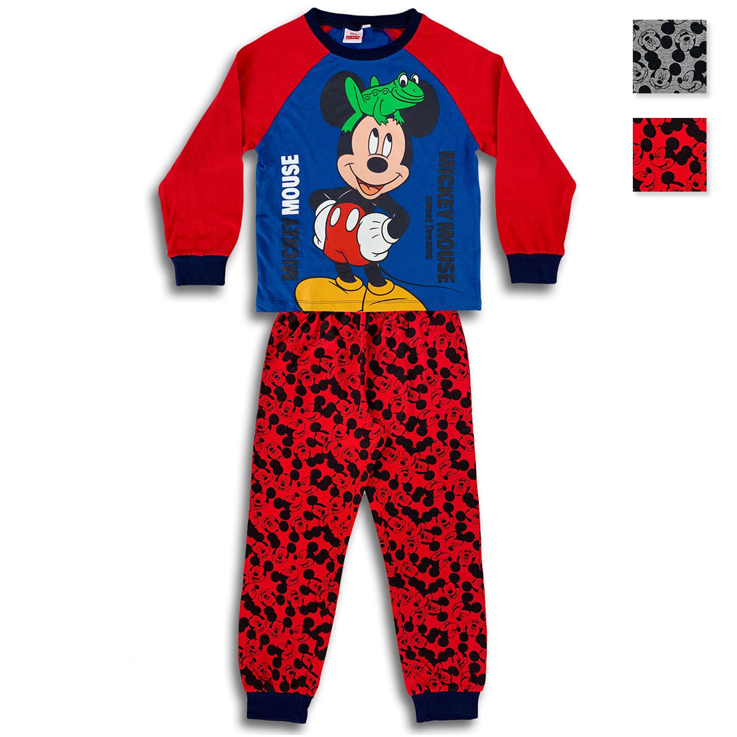 Pigiama Disney Mickey Mouse ufficiale maniche lunghe in cotone bambino 4589