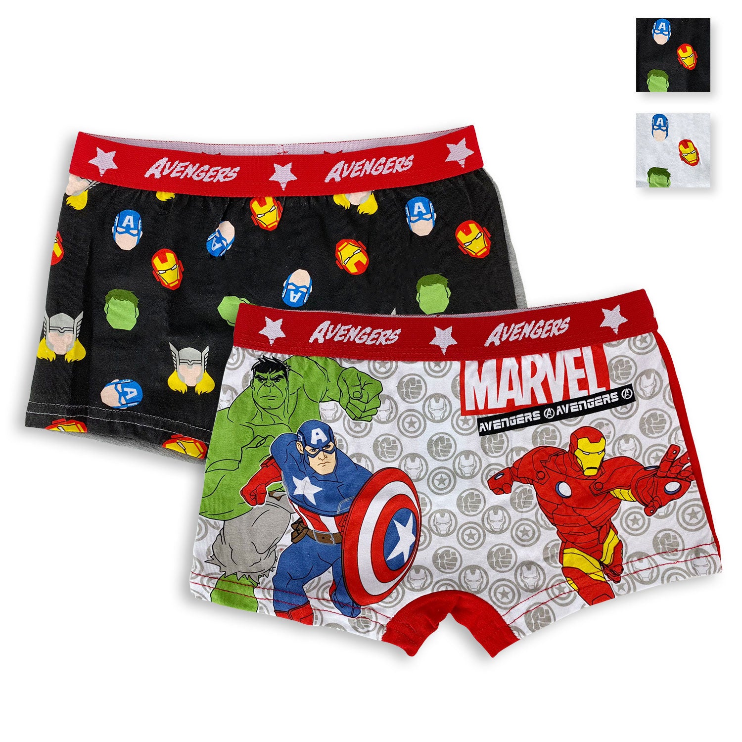 Set 2 Boxer Marvel Avengers ufficiale bambino shorties mutandine intimo 4658
