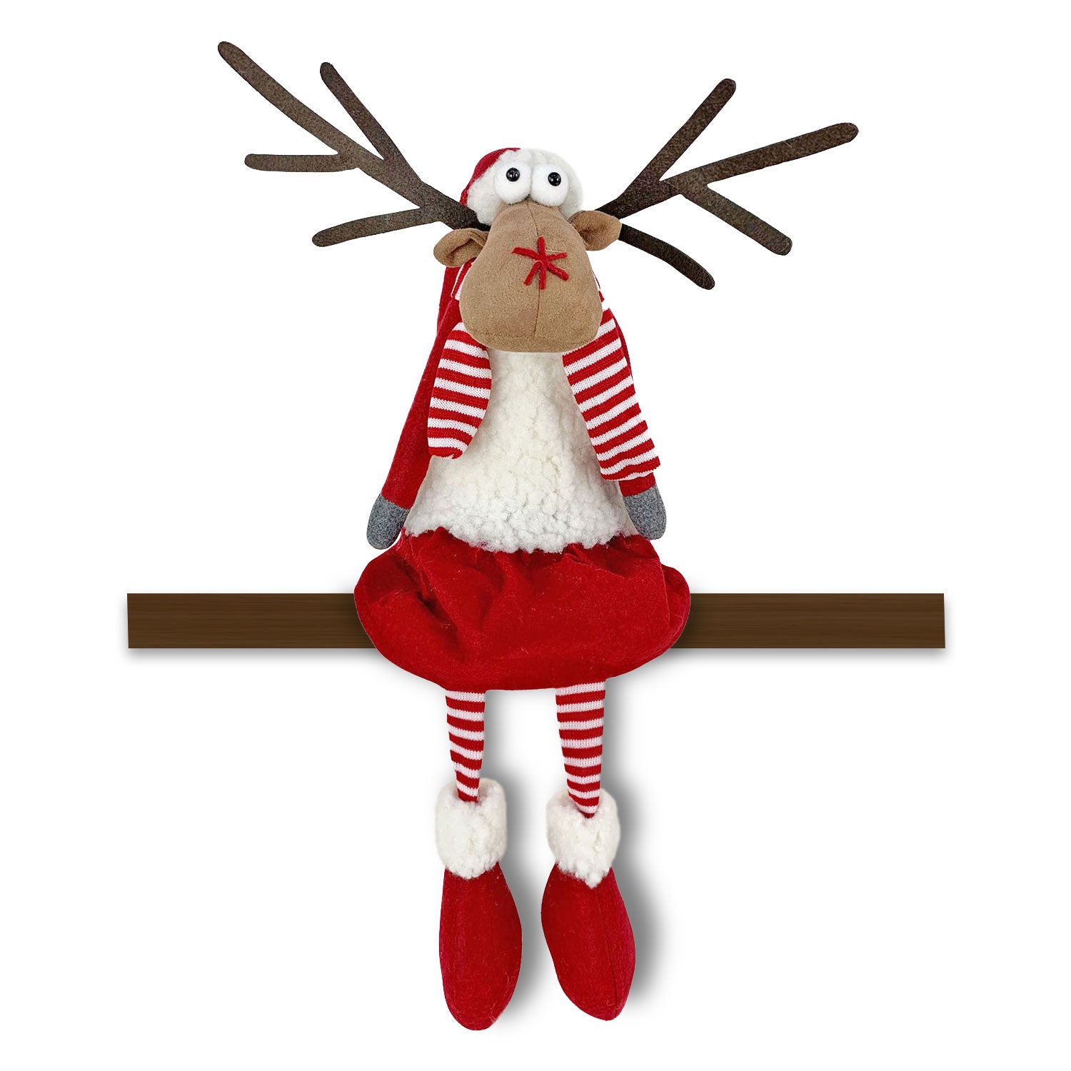 Decorazione natalizia Renna di Babbo Natale seduta peluche Idea Regalo 4704