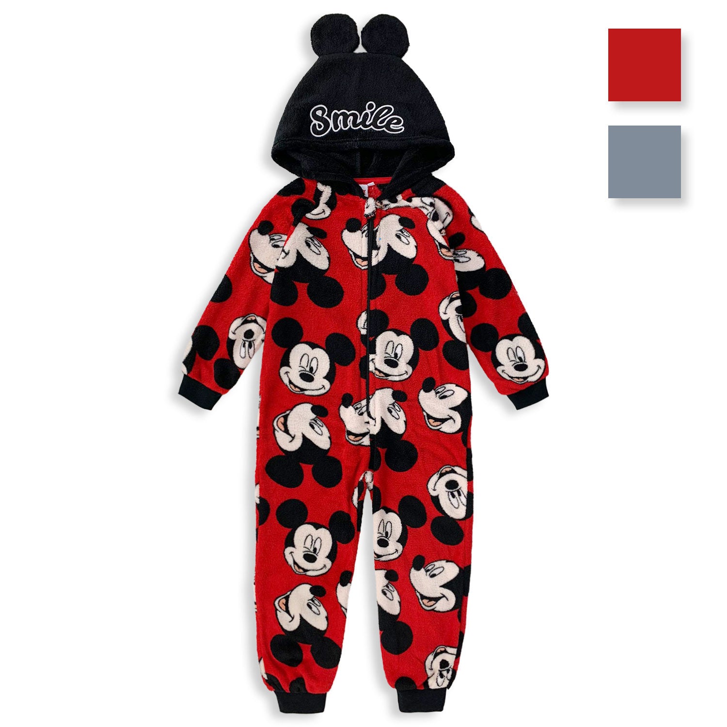 Pigiama intero Disney Mickey Mouse in pile un pezzo bambino con cappuccio 4731