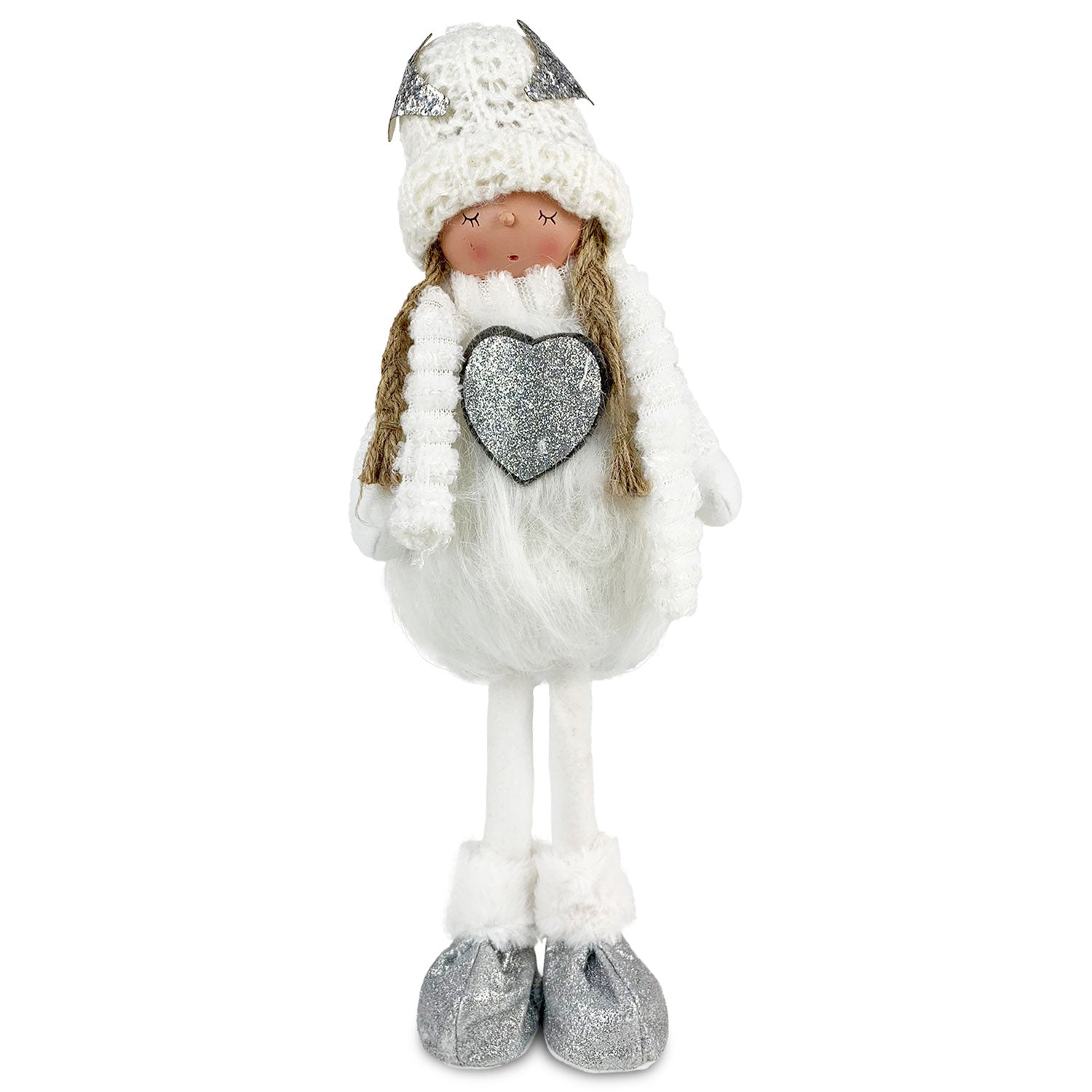 Decorazione natalizia Bambola in piedi bianca peluche Idea Regalo Natale 4749