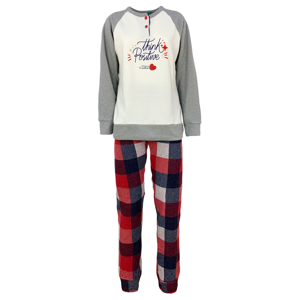 Pigiama invernale lungo donna in pile felpa stampata Nazareno Gabrielli 4776