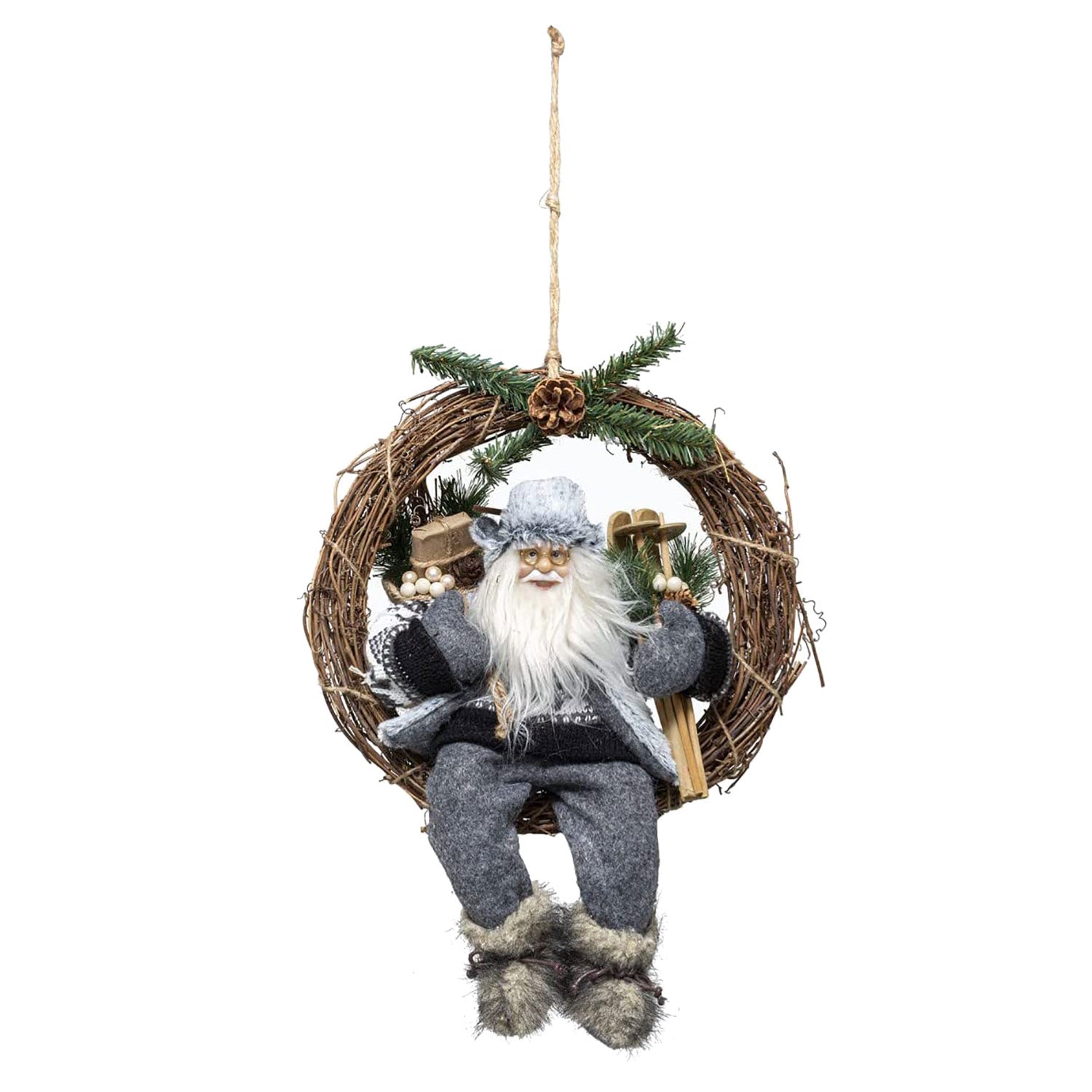 Ghirlanda natalizia Fuoriporta decori Corona Babbo Natale ornamentale D27 4806