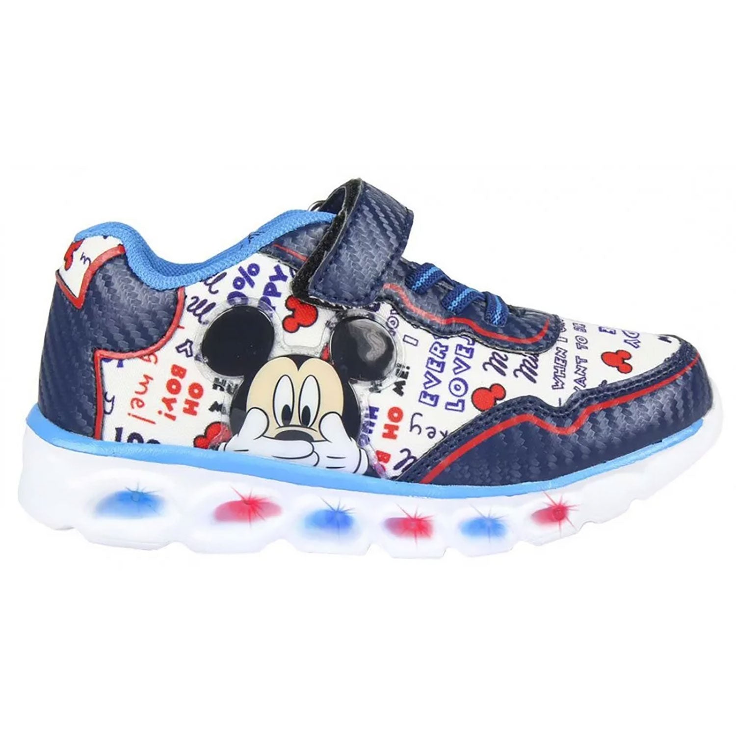 Scarpe Disney Mickey Mouse sneakers sportive a strappo bambino con luci led 4991