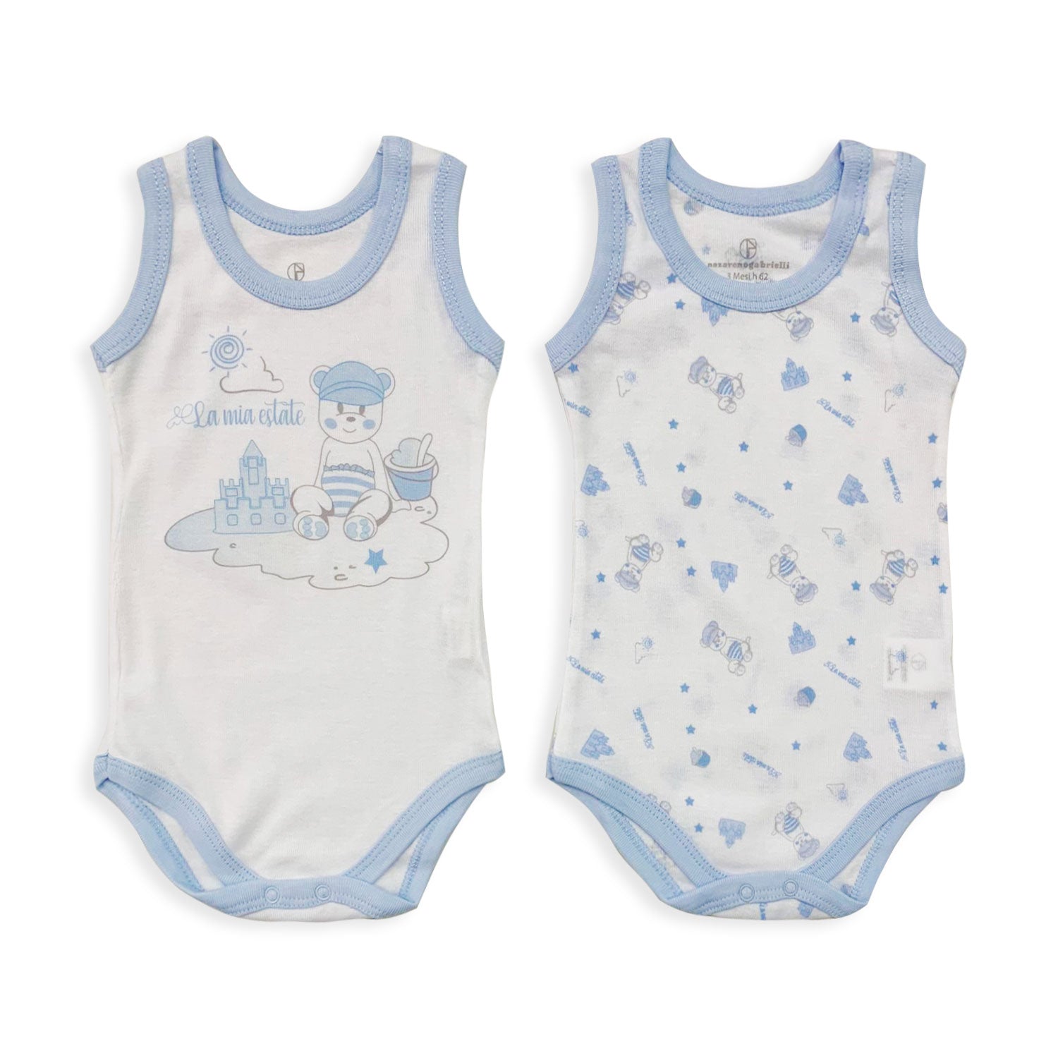 Coppia Body americano neonato in cotone bimbo giromanica Nazareno Gabrielli 5002