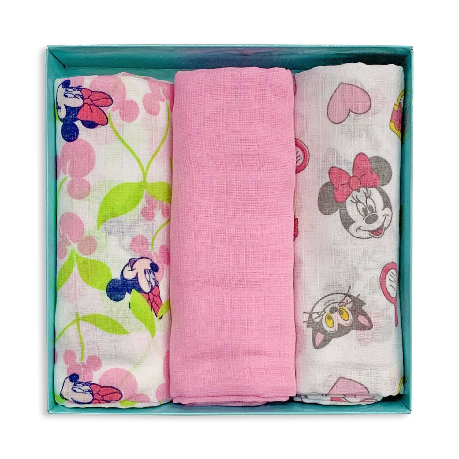 Set tris quadrati in garza di puro cotone Disney Minnie Mouse 3 pezzi 5013