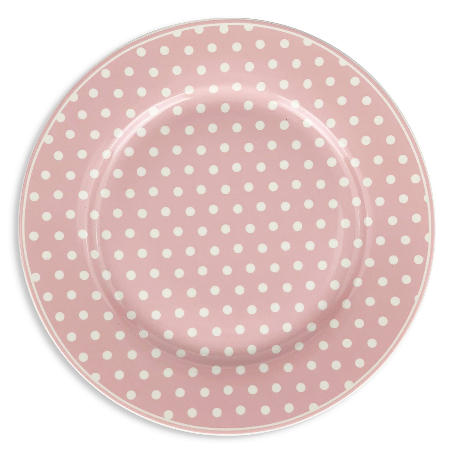Servizio di piatti piani Isabelle Rose a pois Shabby chic in porcellana 6pz 5095