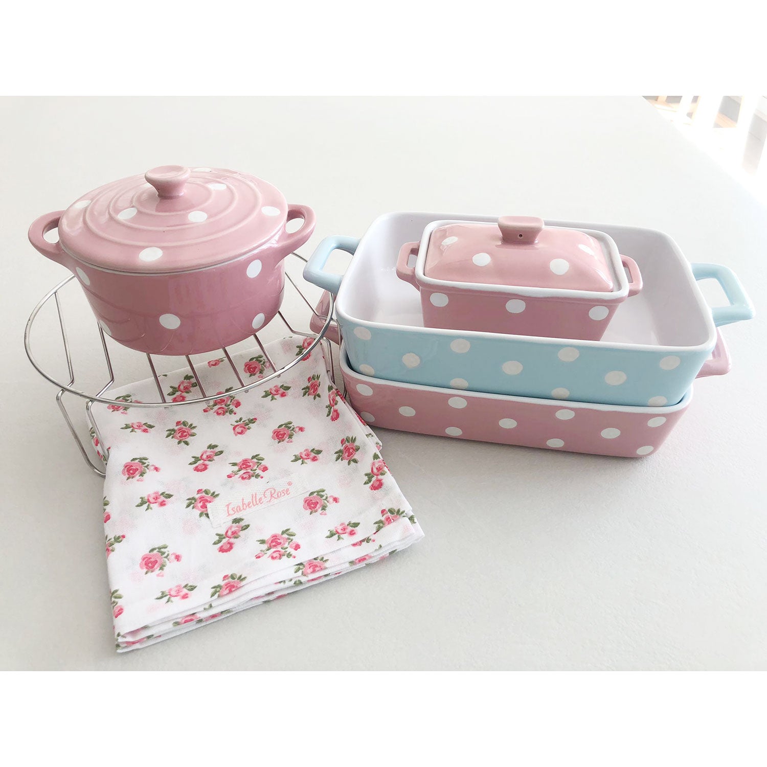 Pirofila in ceramica Isabelle Rose teglia da forno in pois Shabby chic 5132