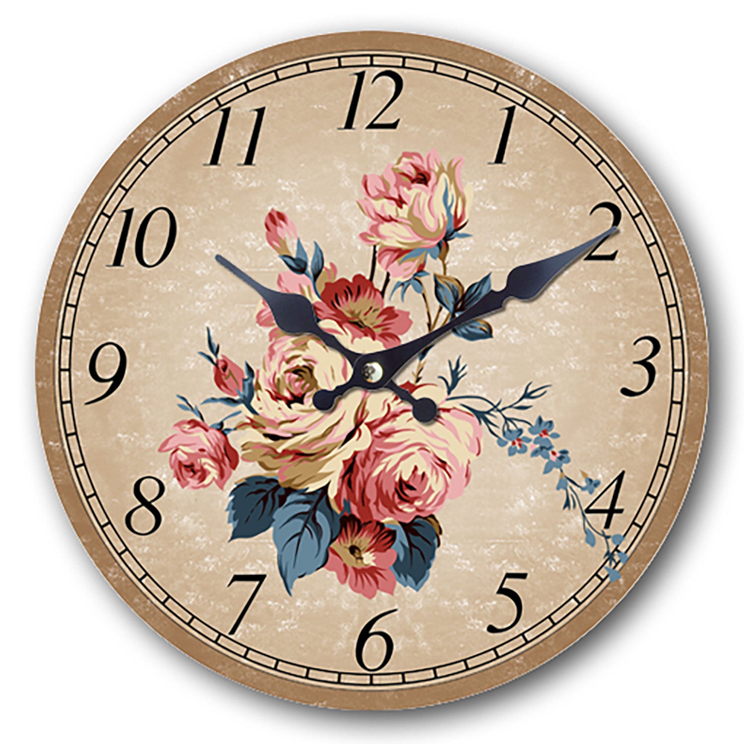 Orologio in legno da parete stile retrò Isabelle Rose floreale Shabby chic 5174
