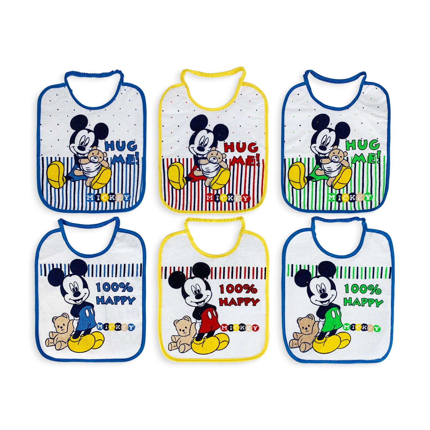 Bavaglino neonato bambino Disney Mickey Mouse 6 bavaglini in spugna 5188