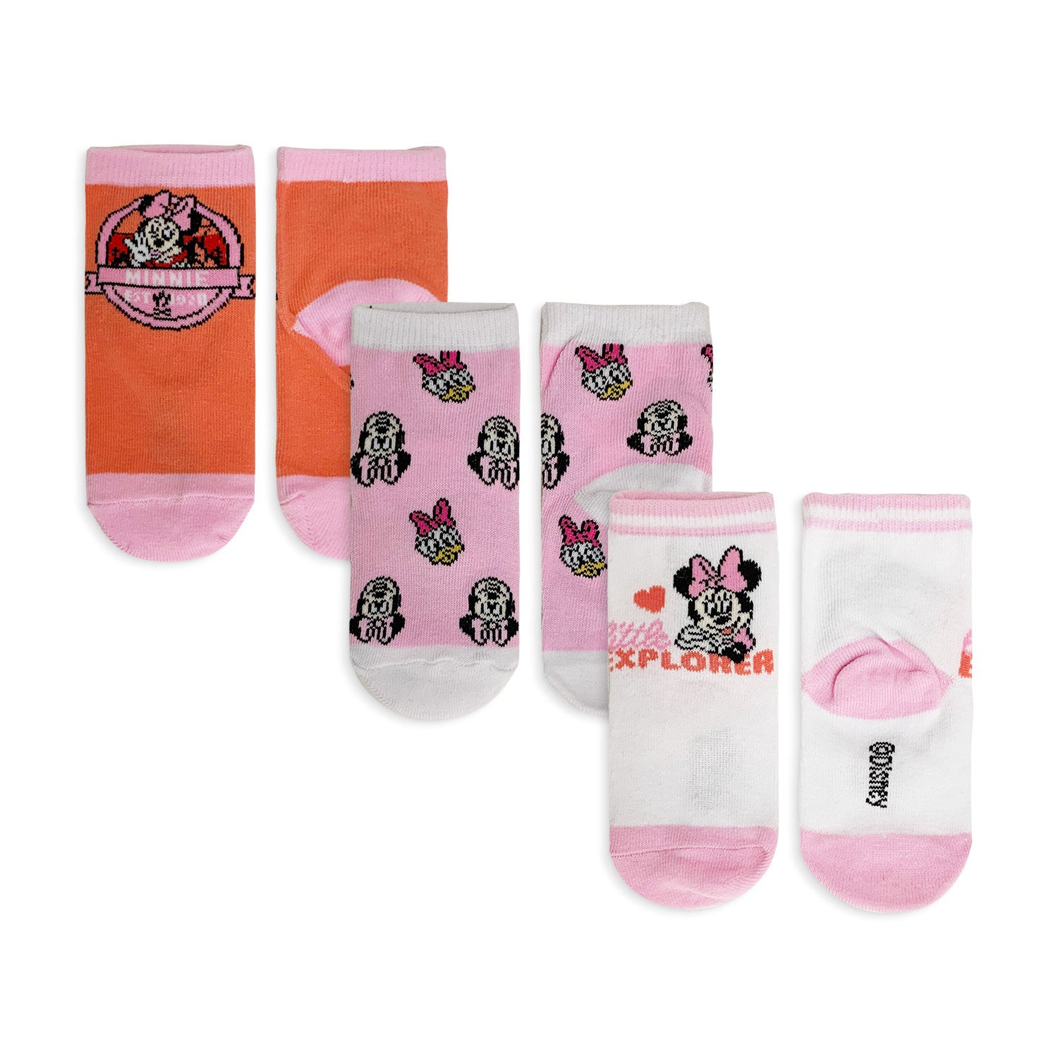 Calzini corti Disney Minnie Mouse 3 paia per neonato bimba in filato cotone 5196