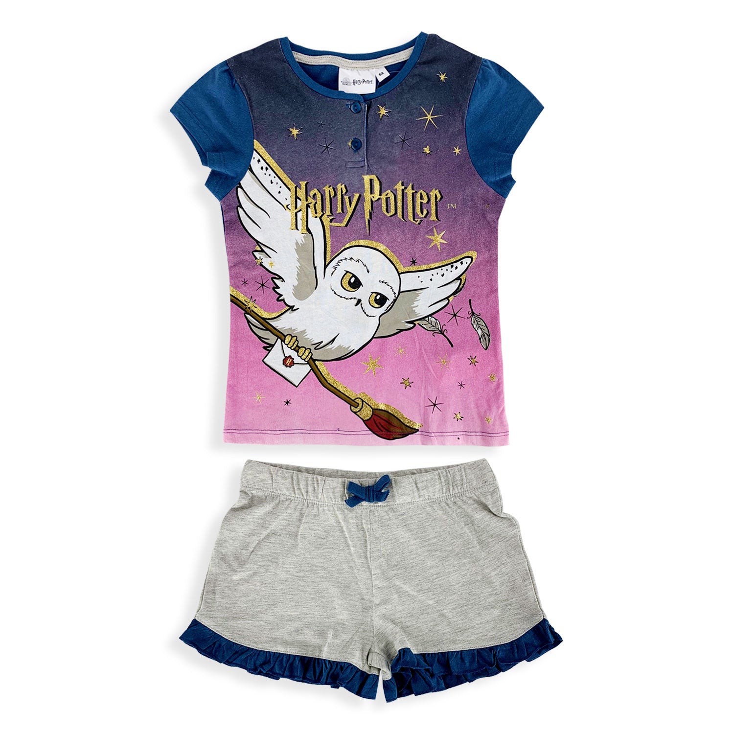 Pigiama bambina Harry Potter completo t-shirt e pantaloncino estivo cotone 5198