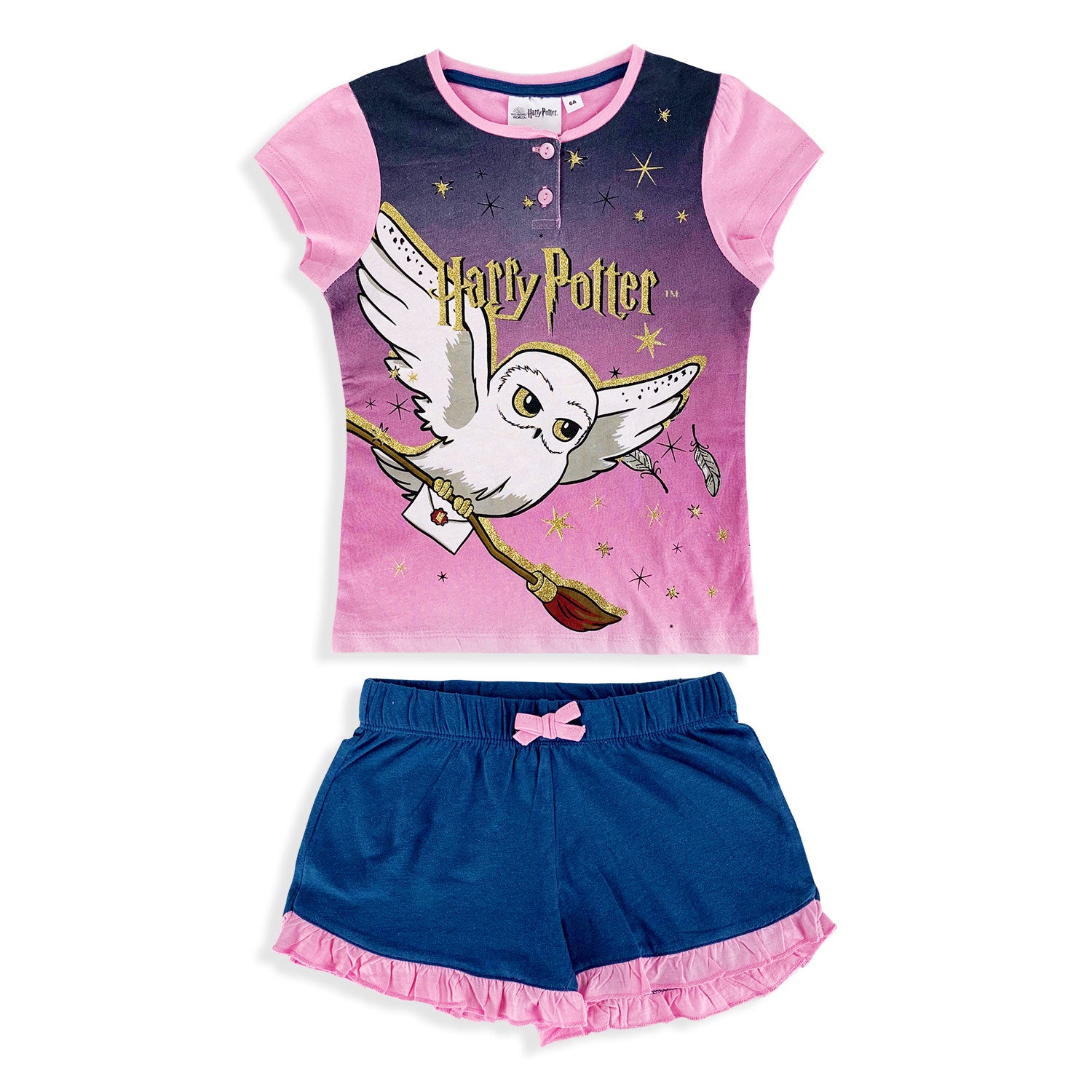 Pigiama bambina Harry Potter completo t-shirt e pantaloncino estivo cotone 5198