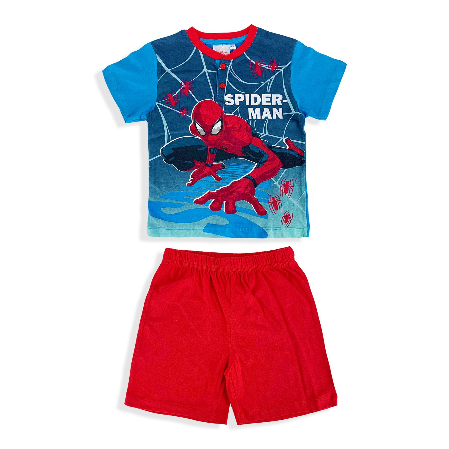 Pigiama bambino Marvel Spiderman t-shirt e pantaloncino in cotone stampato 5199