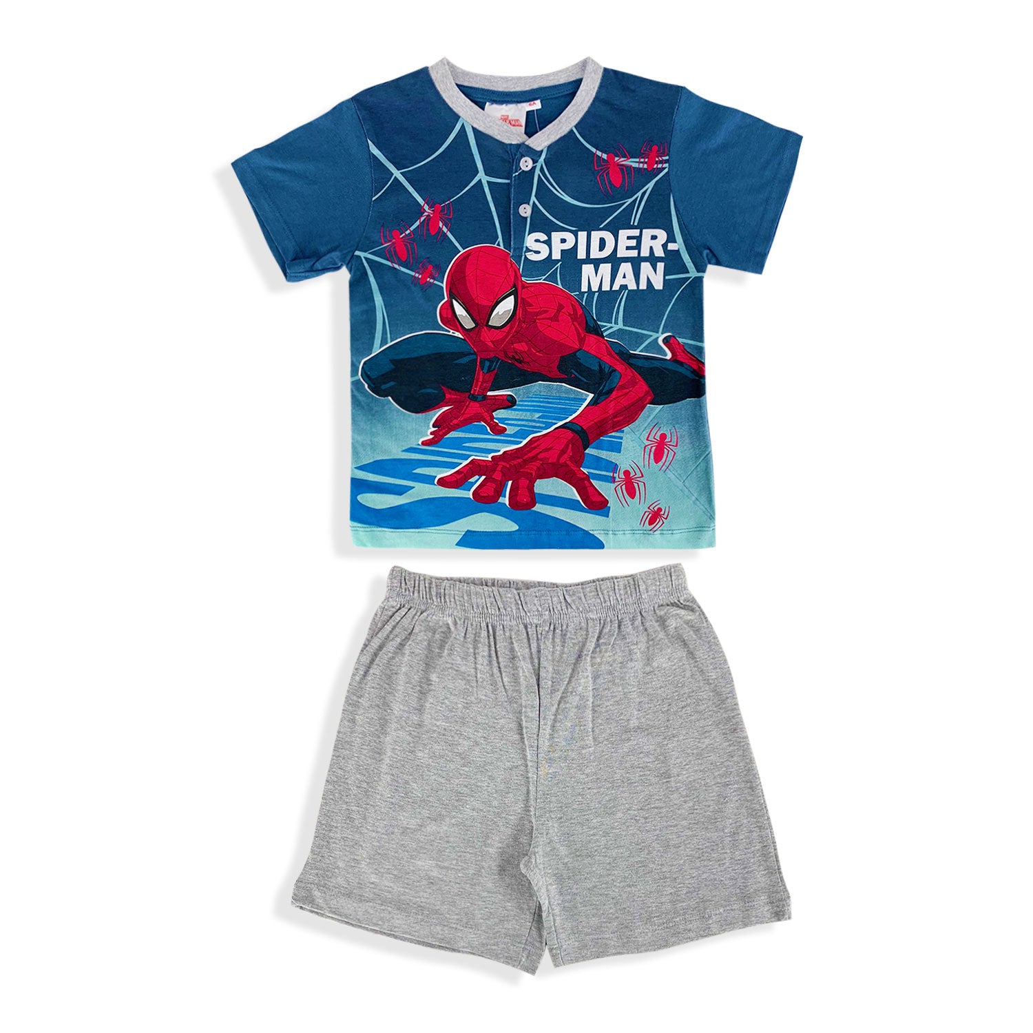 Pigiama bambino Marvel Spiderman t-shirt e pantaloncino in cotone stampato 5199